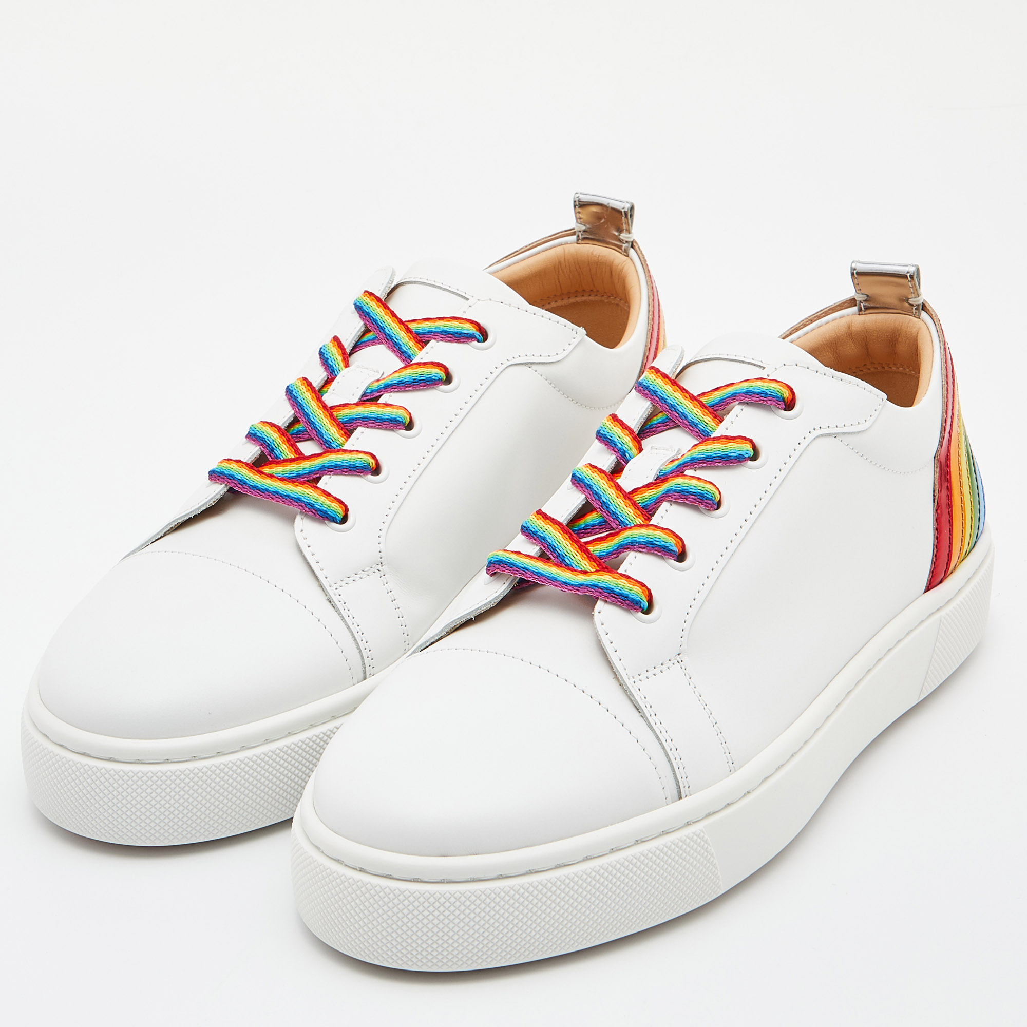 

Christian Louboutin White Leather Arkenspeed Rainbow Sneakers Size