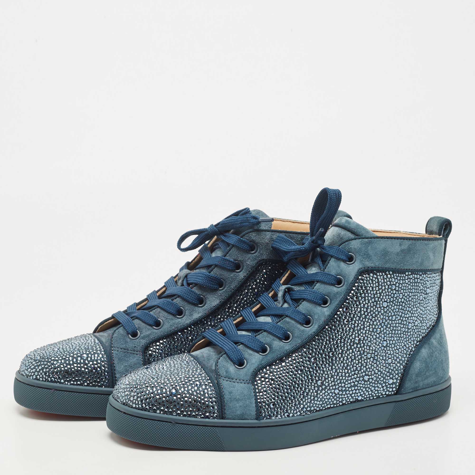 

Christian Louboutin Grey Suede Louis Strass High Top Sneakers Size