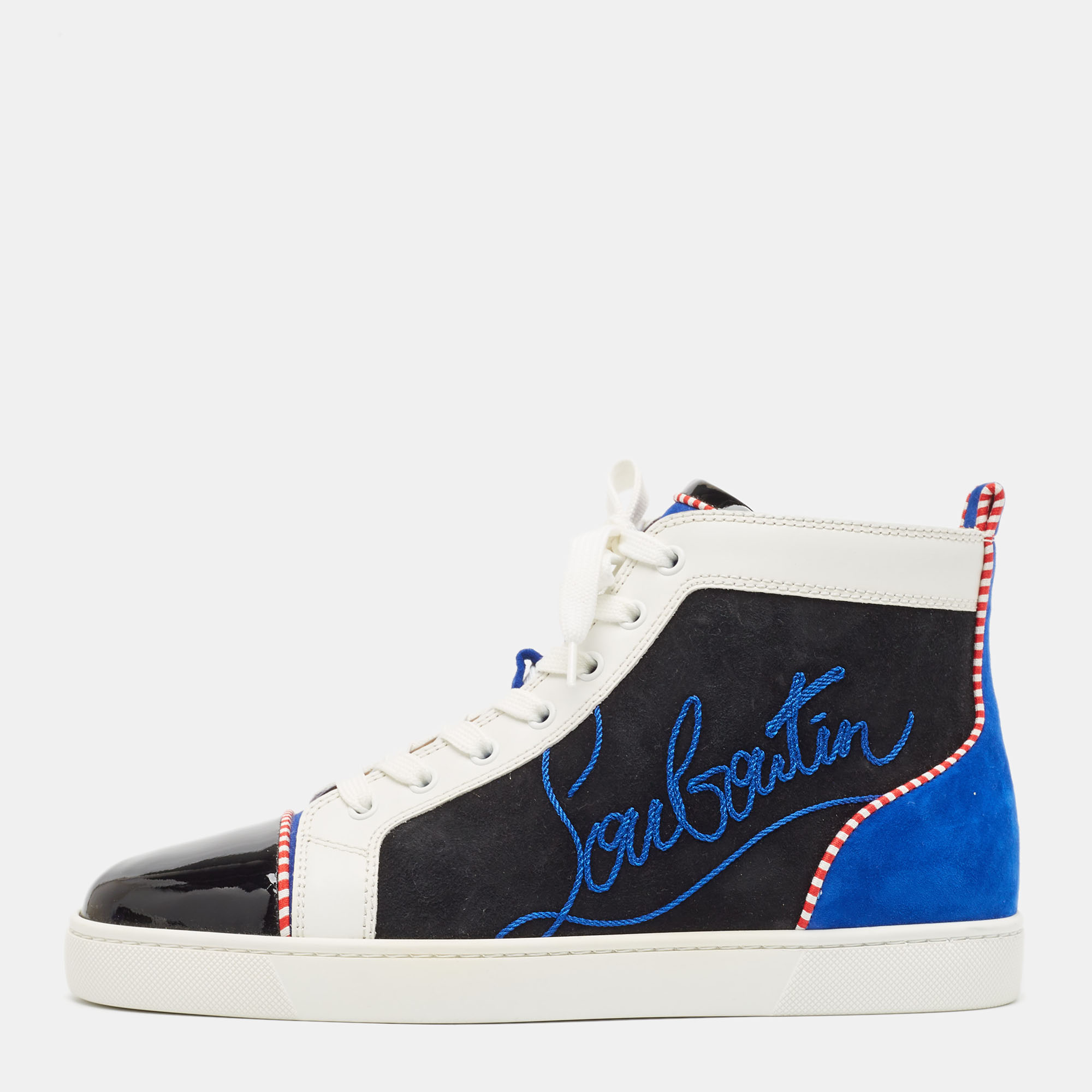 Pre-owned Christian Louboutin Multicolor Suede And Leather Louis High Top Sneakers Size 42