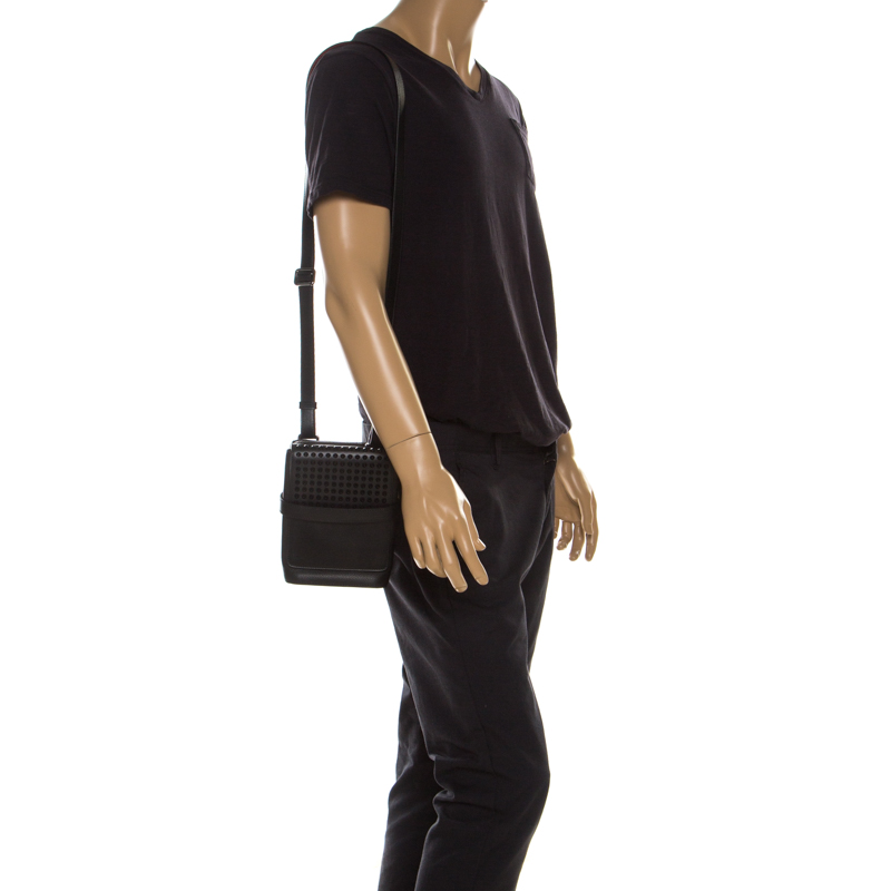

Christian Louboutin Black Leather Studded Benech Reporter Crossbody Bag
