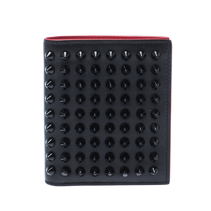 Christian Louboutin Black Leather Clipsos Studded Bifold Wallet ...