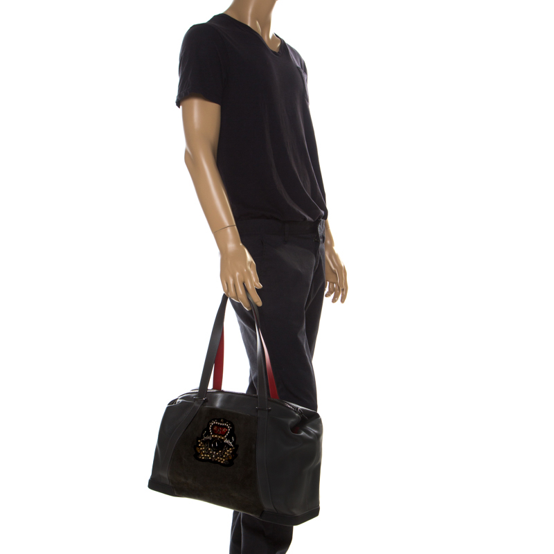 

Christian Louboutin Black/Red Nubuck and Leather Bagdamon Duffle Bag