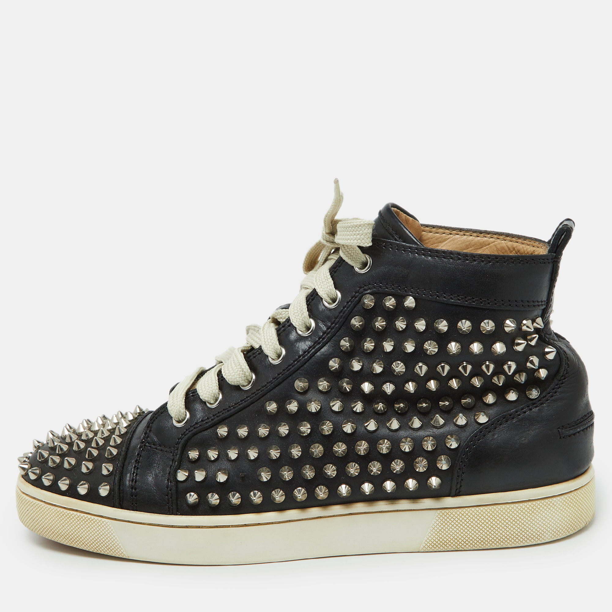 

Christian Louboutin Black Leather Louis Spikes Sneakers Size