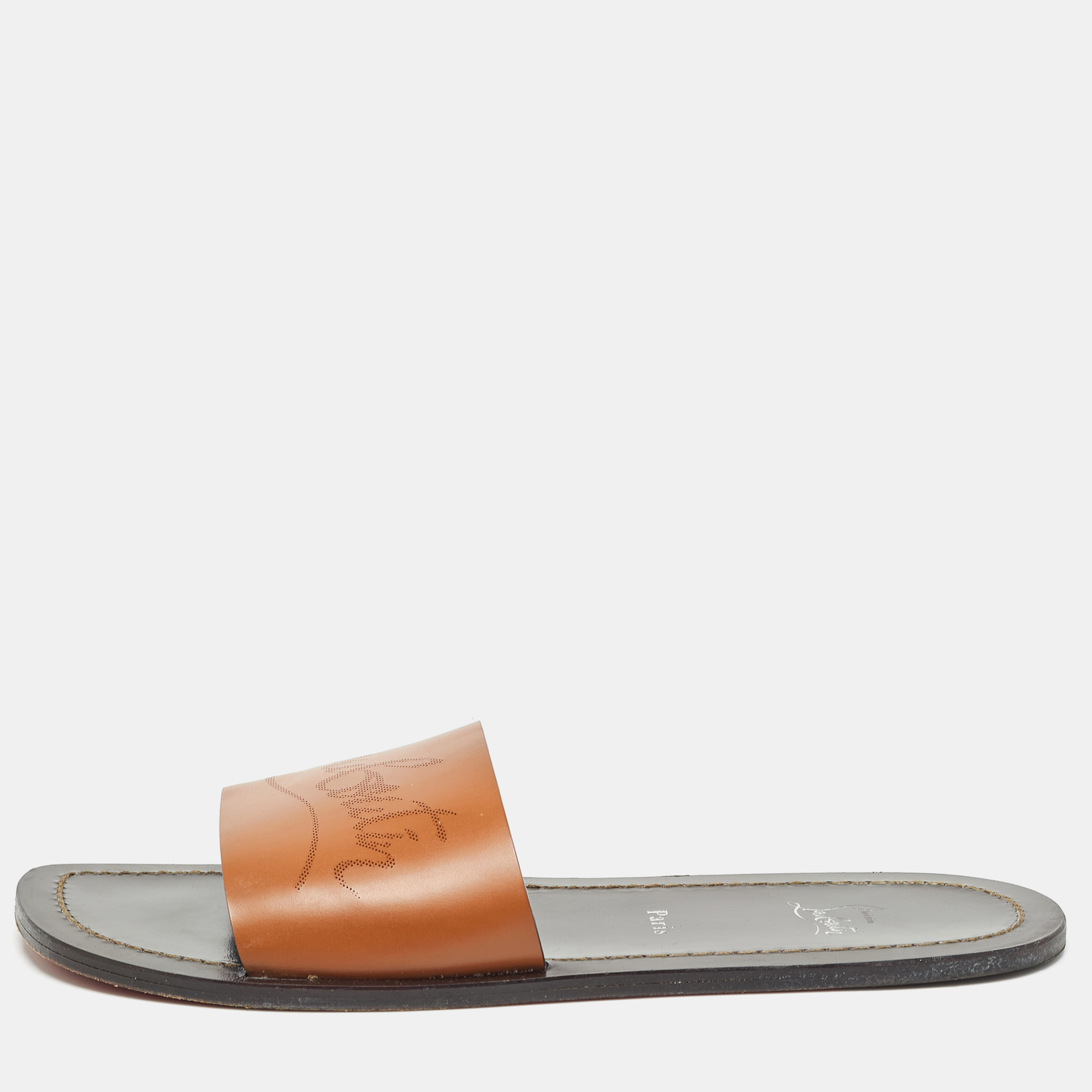 

Christian Louboutin Brown Leather Coolraoul Slides Size