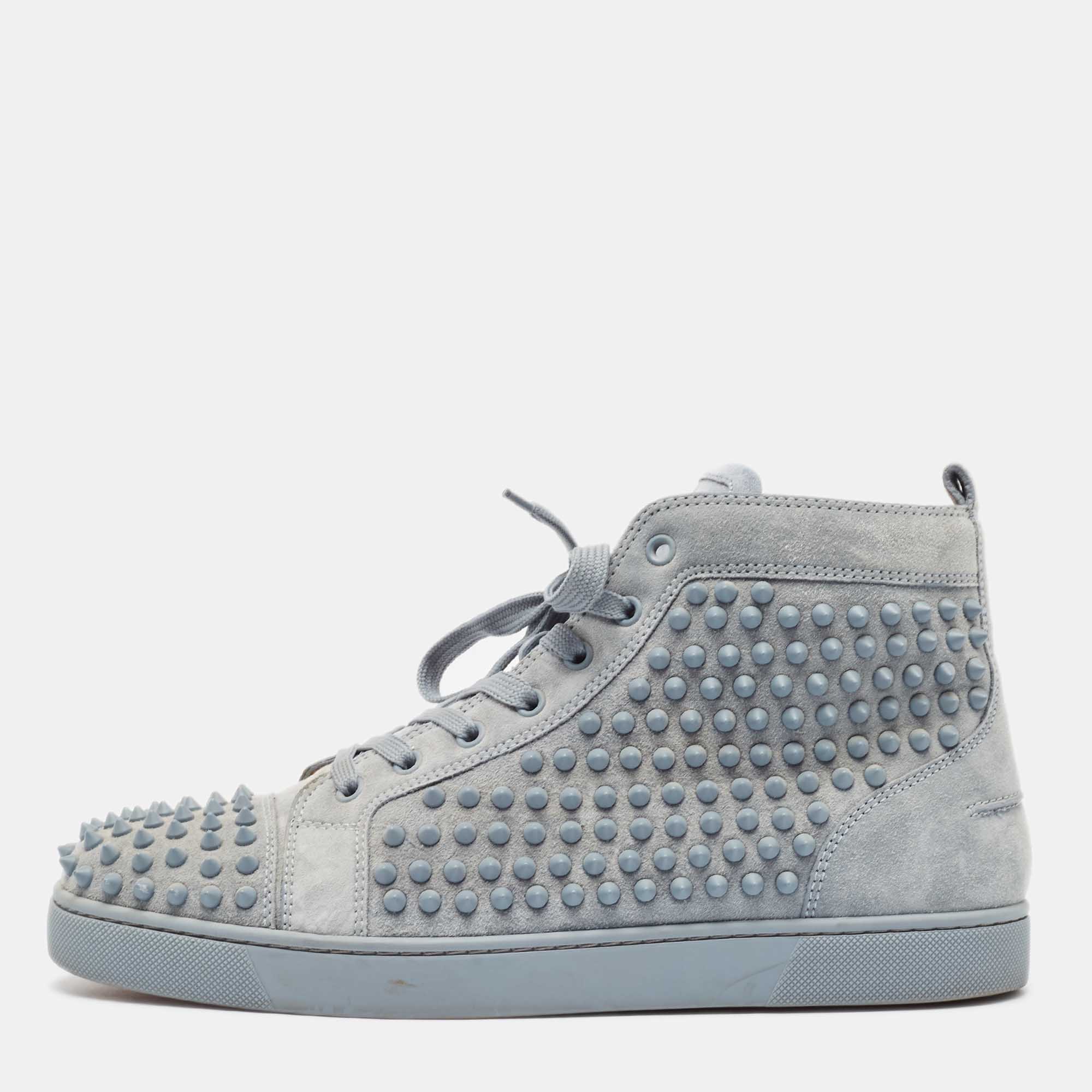 

Christian Louboutin Grey Suede Louis Spike High Top Sneakers Size