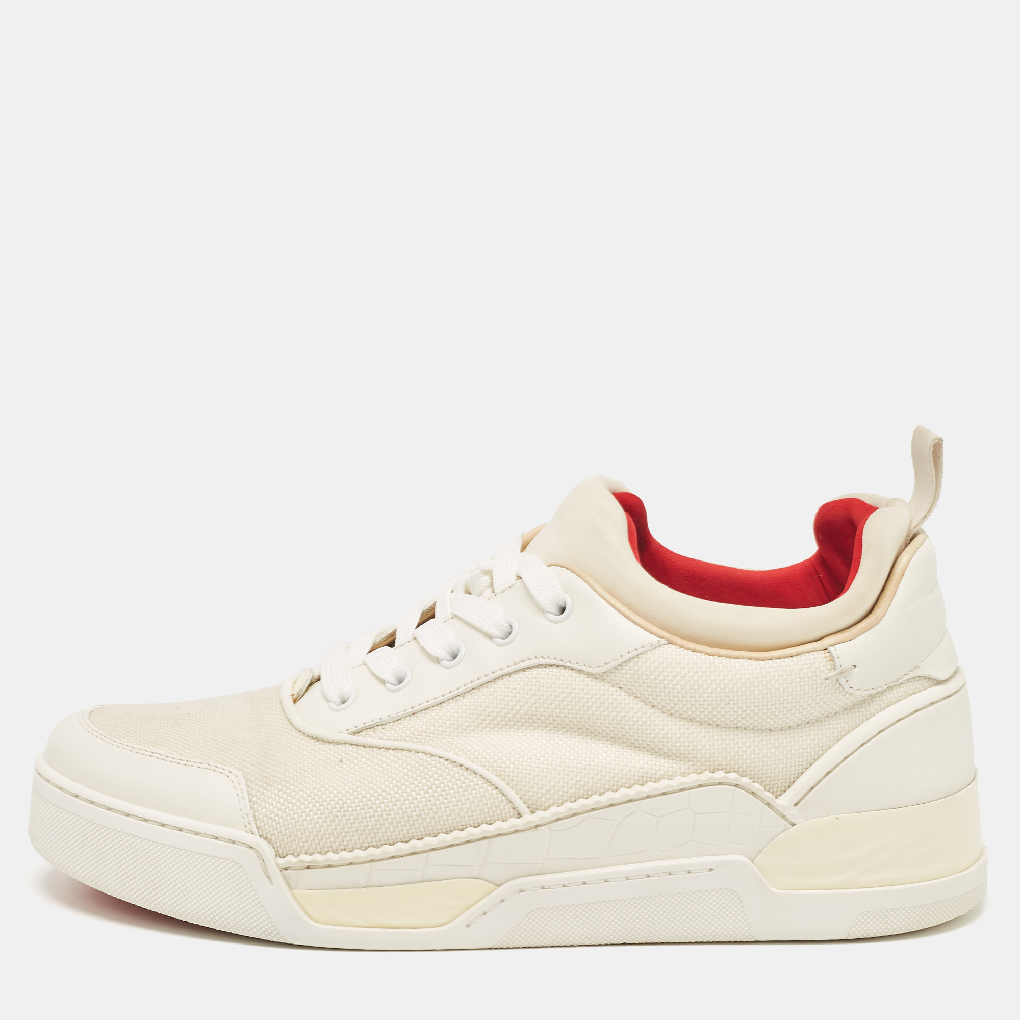 

Christian Louboutin White Leather and Canvas Aurelien Sneakers Size