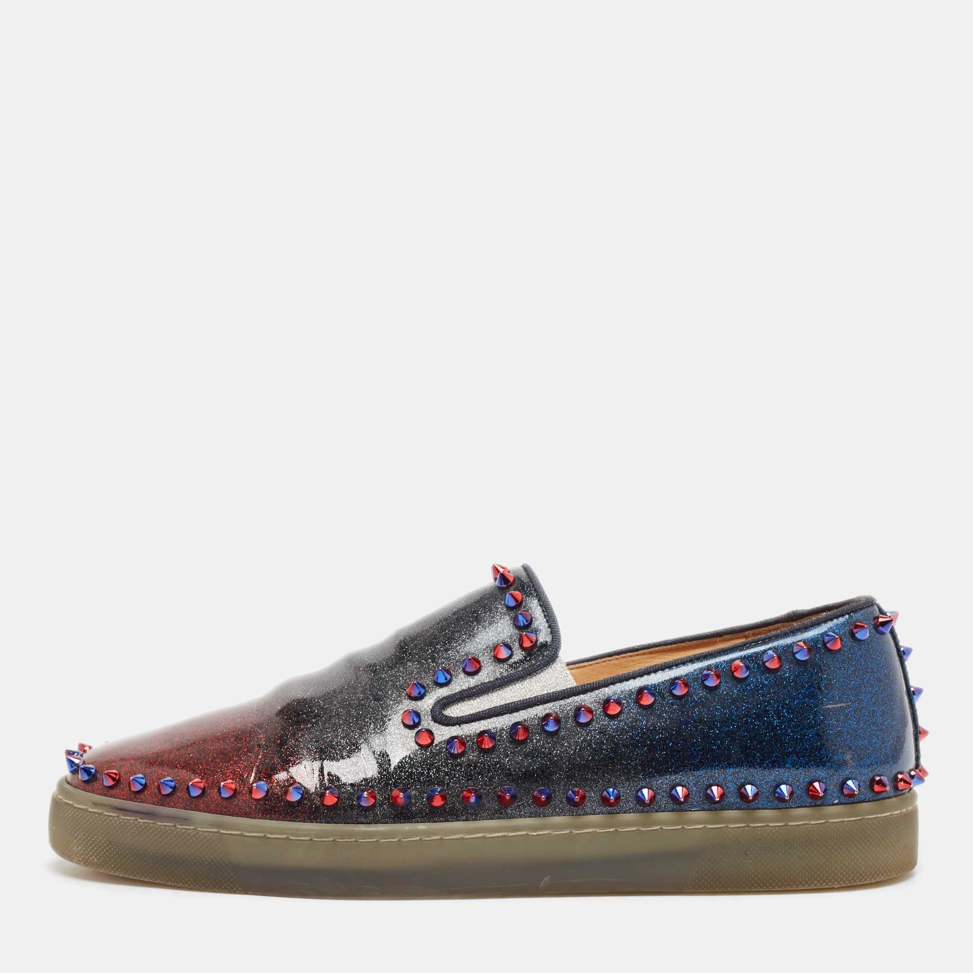 

Christian Louboutin Multicolor Ombre Glitter Patent Leather Pik Boat Sneakers Size