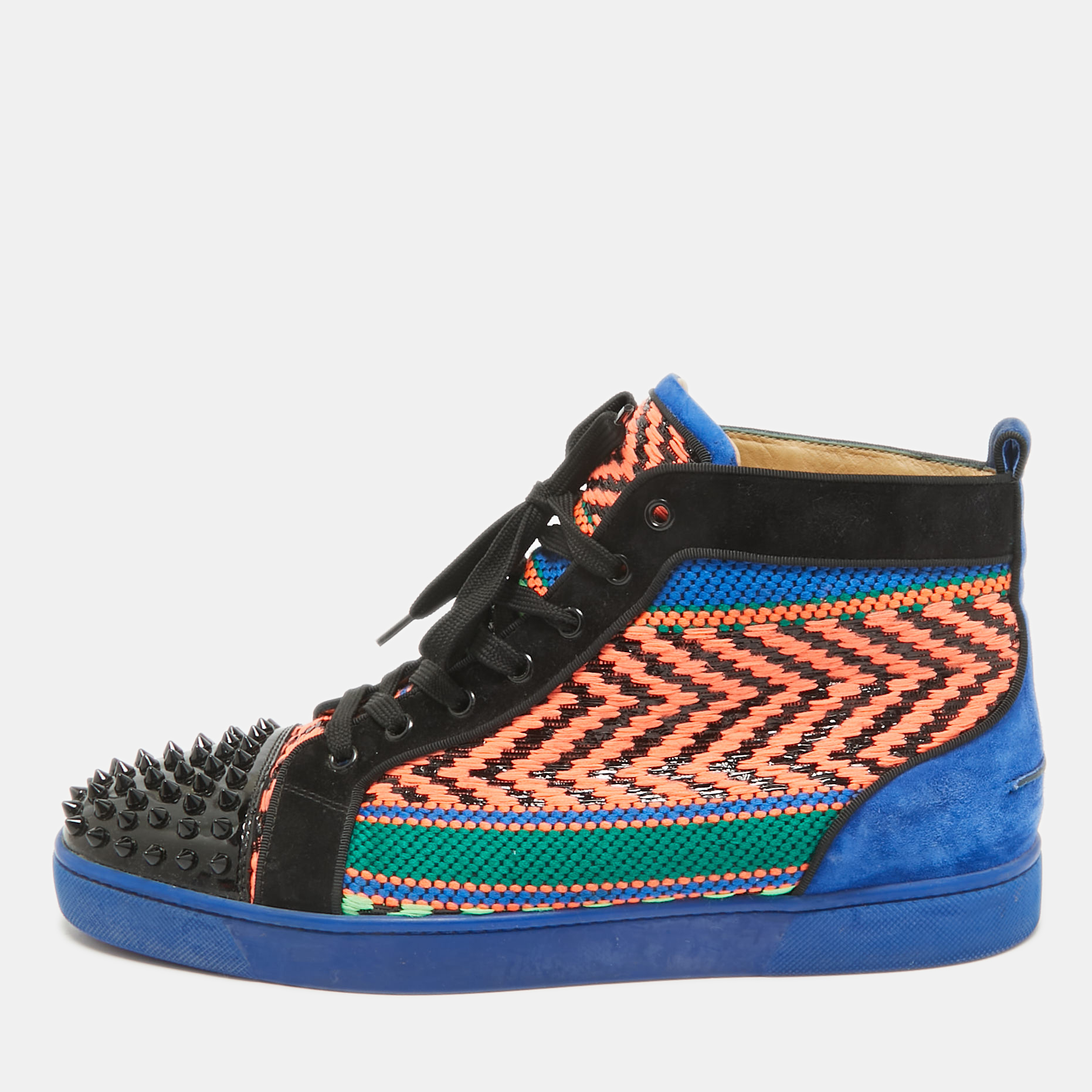 

Christian Louboutin Multicolor Leather Patent Leather Louis Spikes High Top Sneakers Size