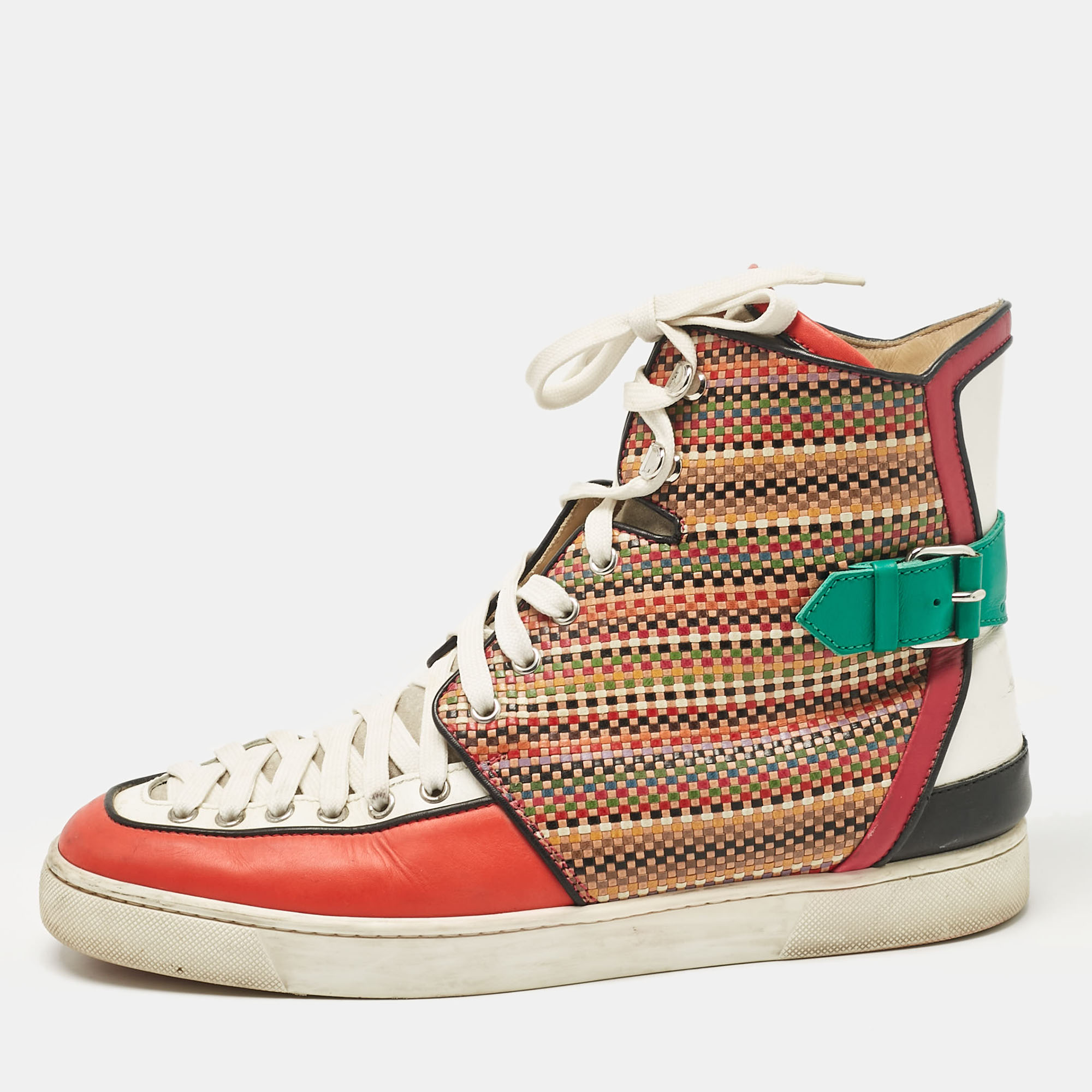 Pre-owned Christian Louboutin Multicolor Leather High Top Sneakers Size 44.5