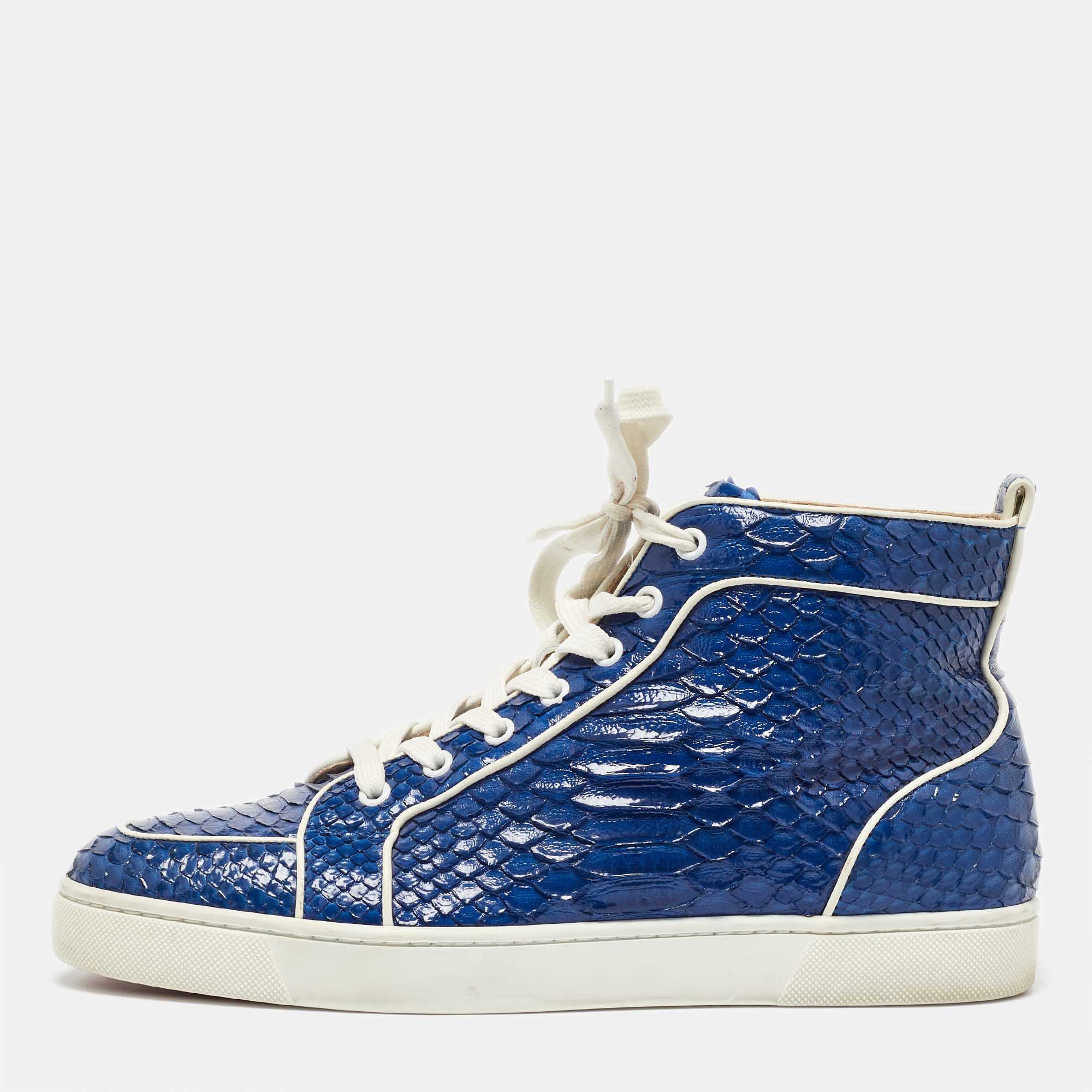 

Christian Louboutin Blue Python Rantus Orlato High Top Sneakers Size