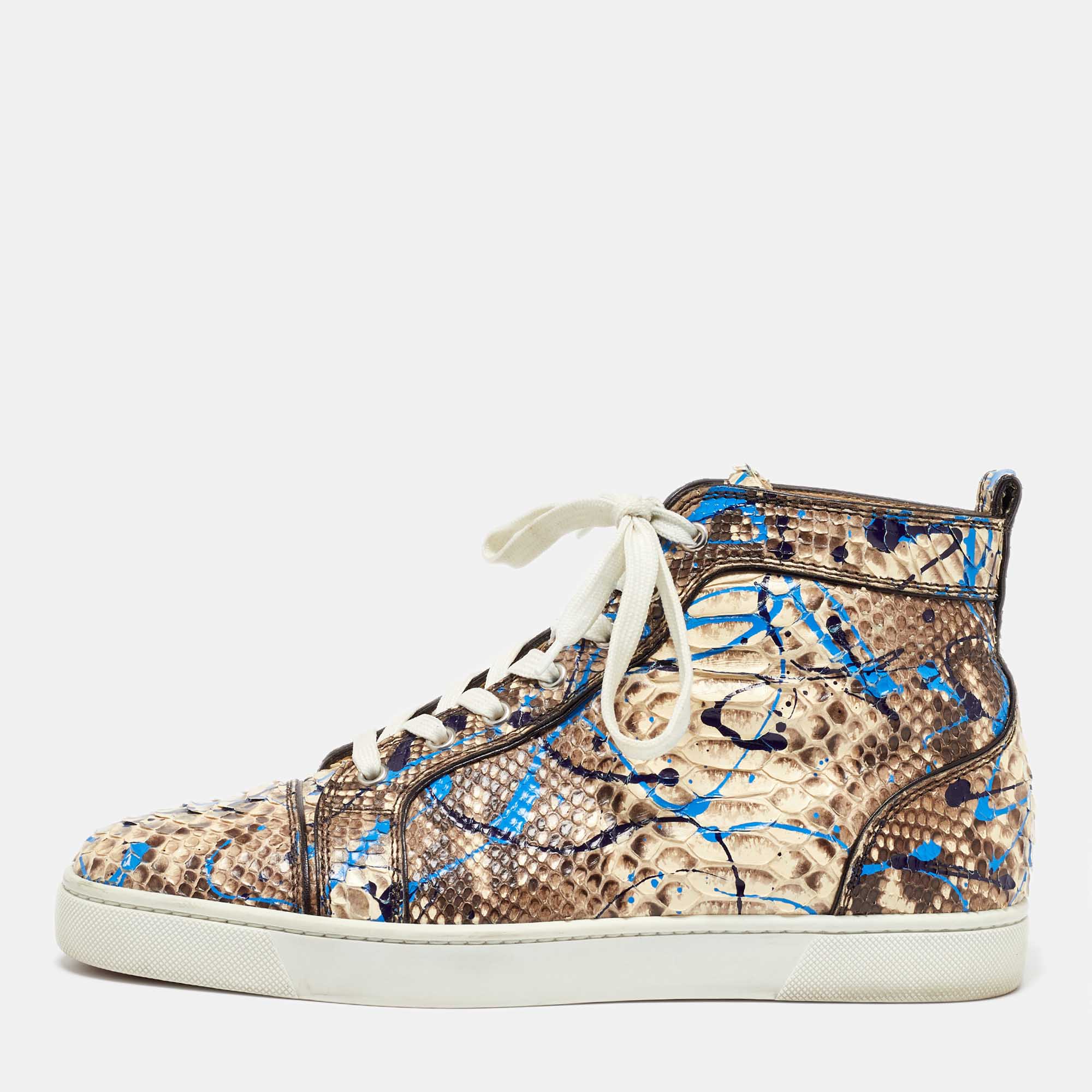 

Christian Louboutin Multicolor Python Leather Graffiti Louis High Top Sneakers Size