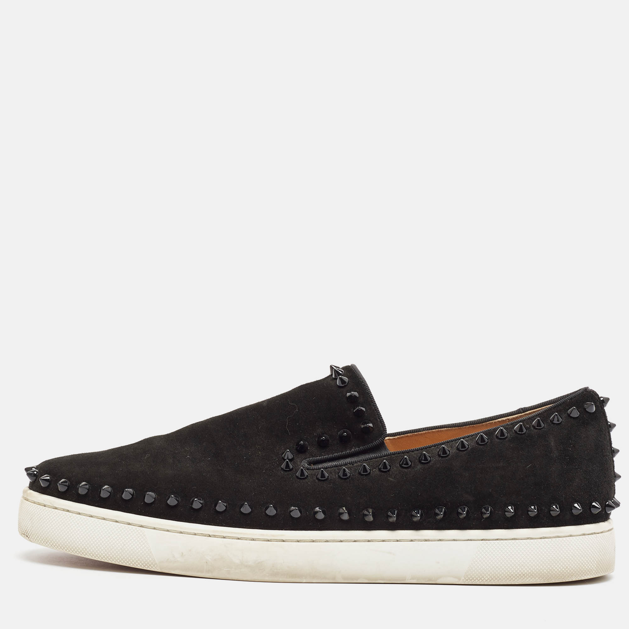 

Christian Louboutin Black Suede Pik Boat Slip On Sneakers Size