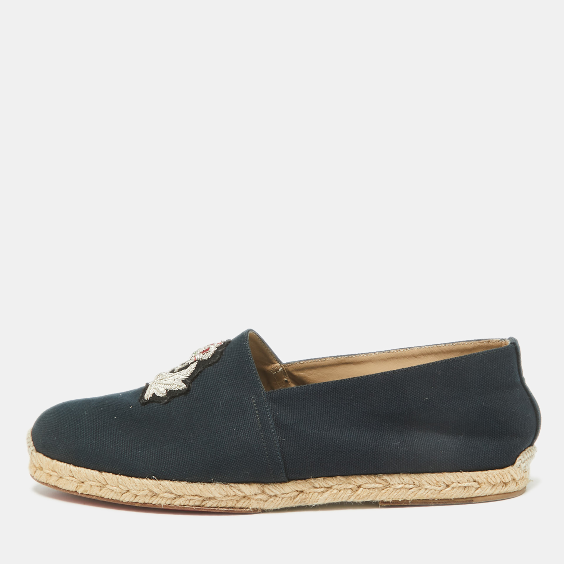 

Christian Louboutin Navy Blue Canvas Nanou Orlato Espadrille Flats Size