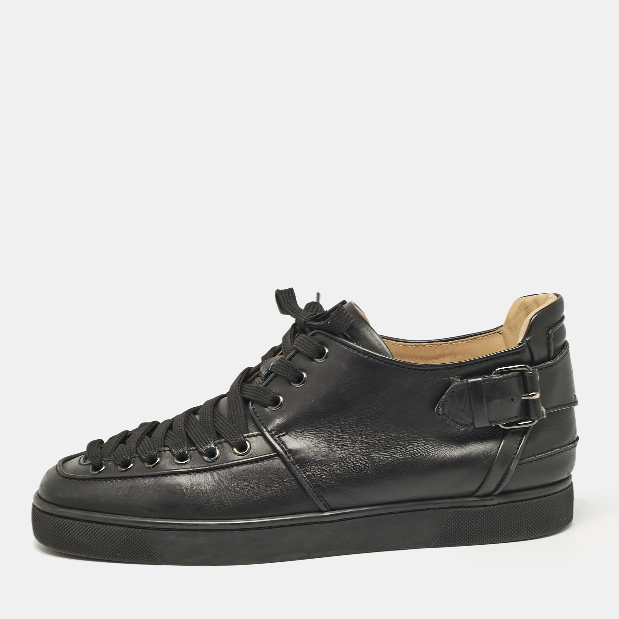 

Christian Louboutin Black Leather Alfe Lace Up Sneakers Size