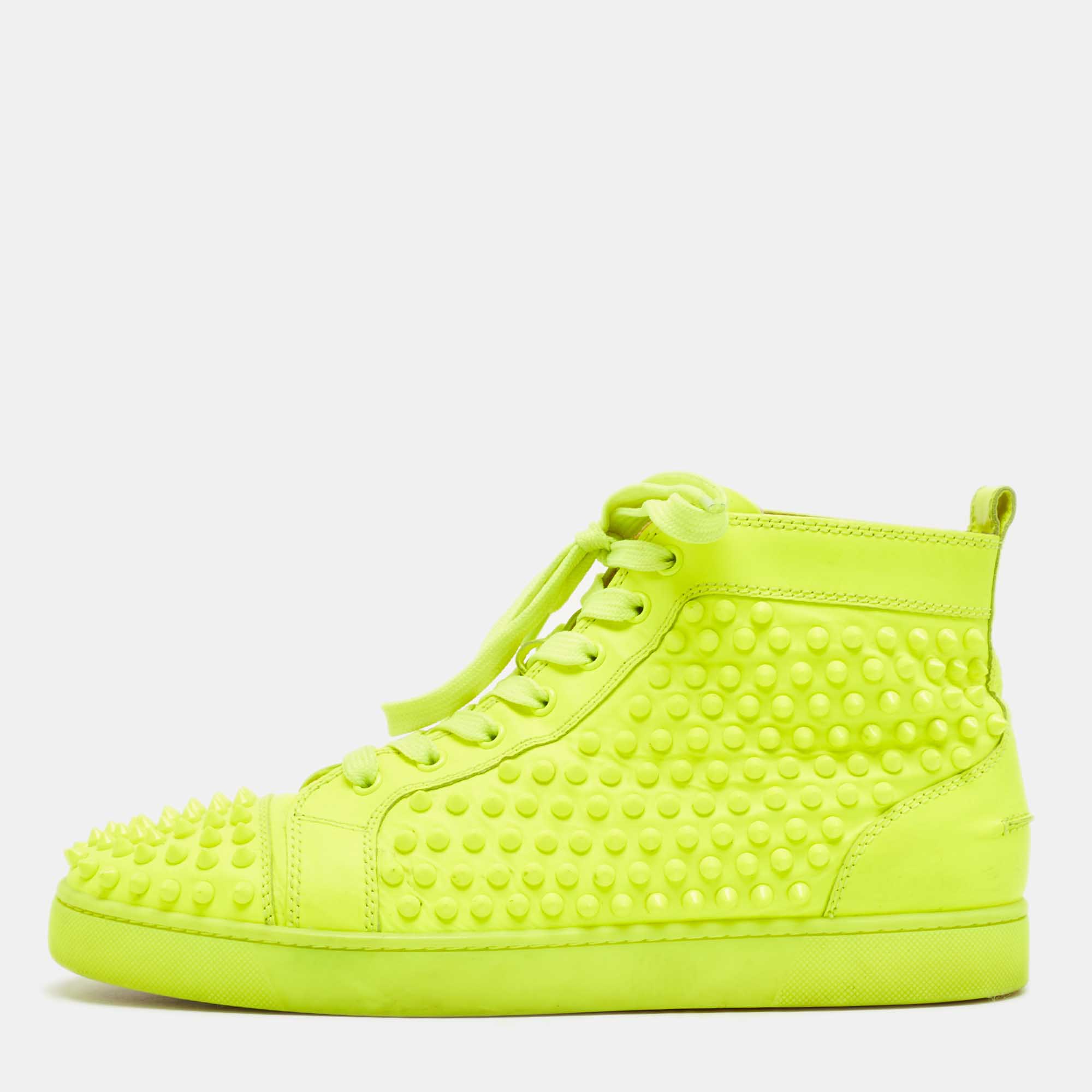 

Christian Louboutin Green Leather Louis Spikes High Top Sneakers Size