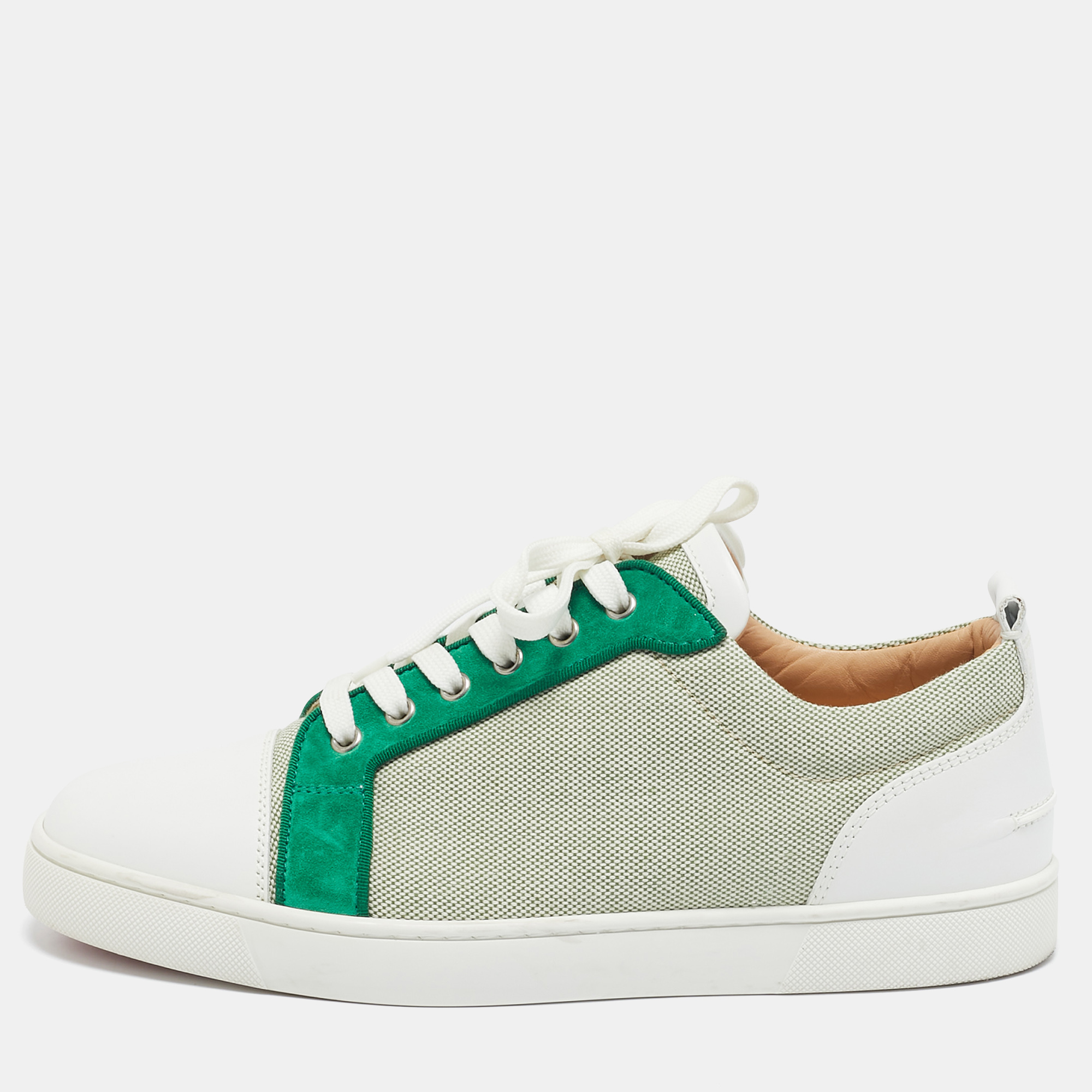 

Christian Louboutin Green/White Canvas and Leather Louis Junior Low Top Sneakers Size