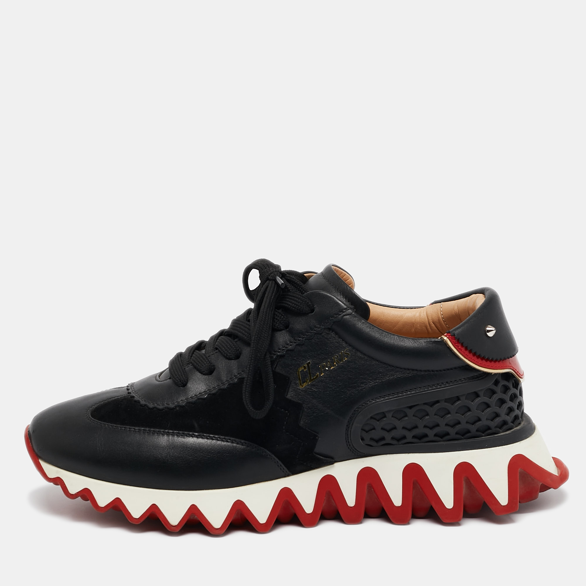 

Christian Louboutin Black Suede Loubishark Lace Up Sneakers Size