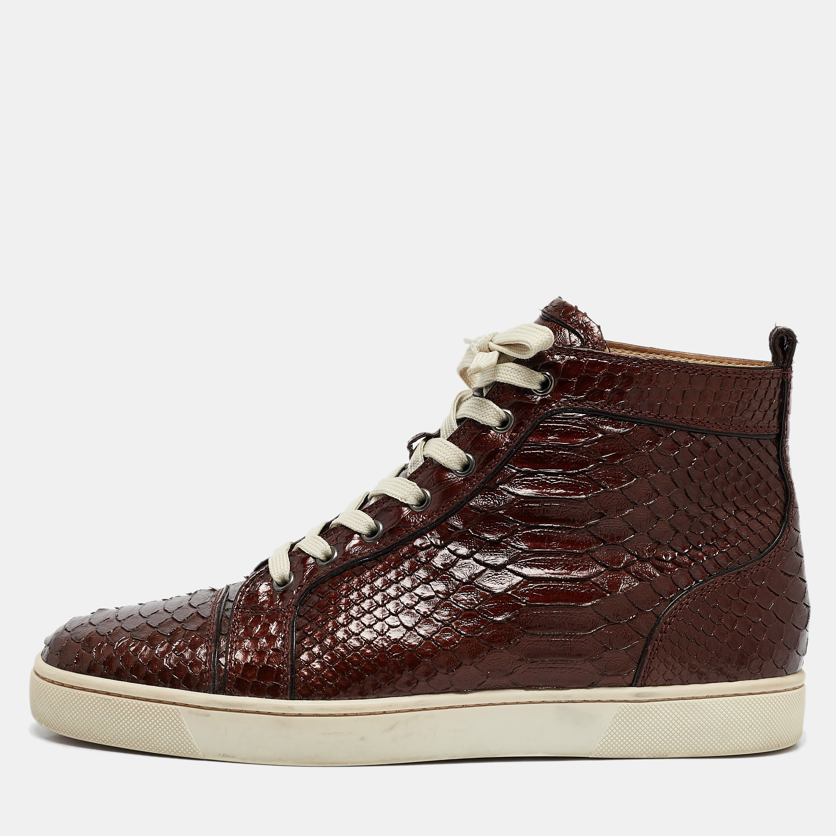 

Christian Louboutin Brown Python Louis High Top Sneakers Size