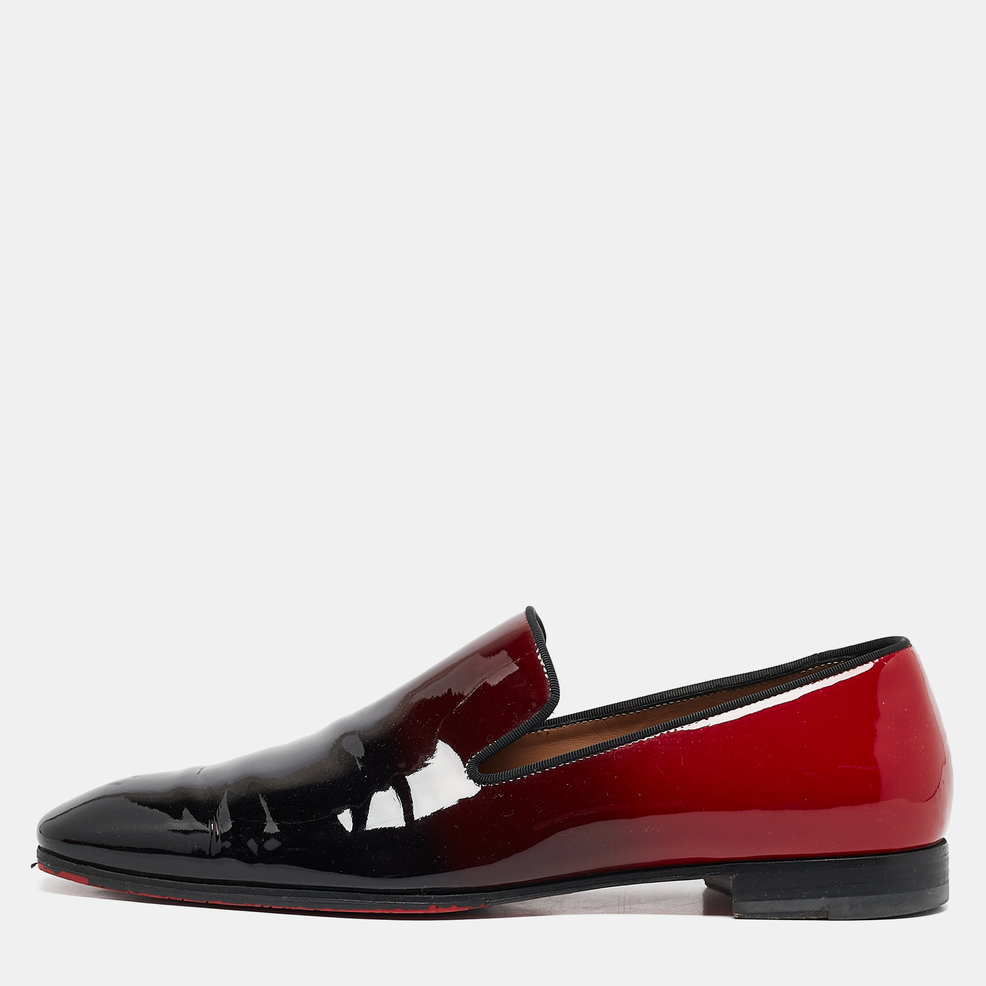 

Christian Louboutin Ombre Red Patent Leather Dandy Me Smoking Slippers Size