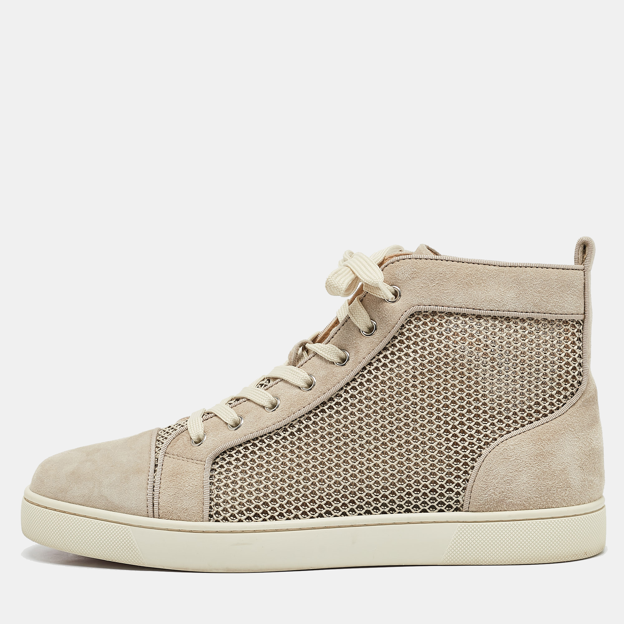 

Christian Louboutin Grey Suede and Knit Fabric Rantus High Top Sneakers Size