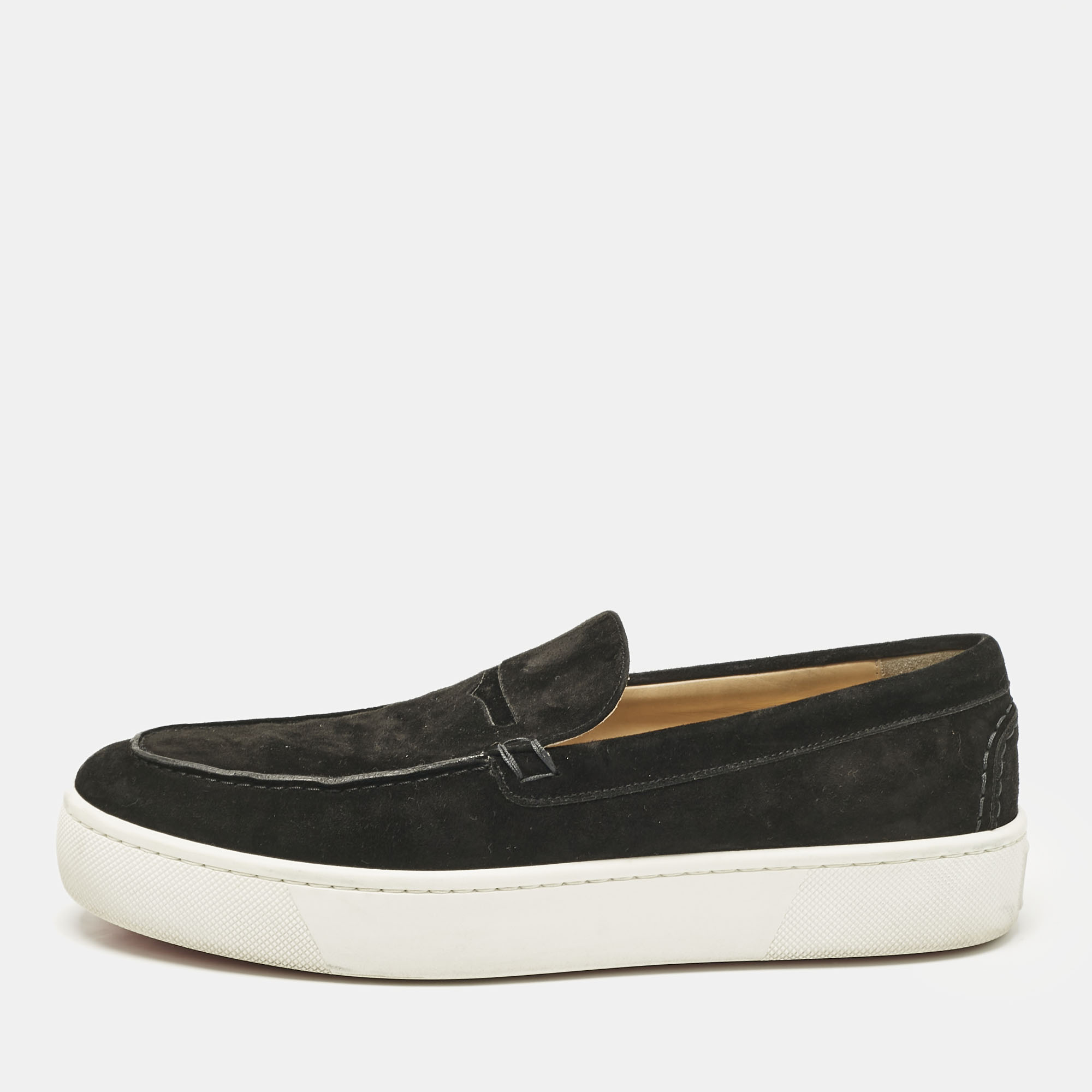 

Christian Louboutin Black Suede Paqueboat Slip On Sneakers Size