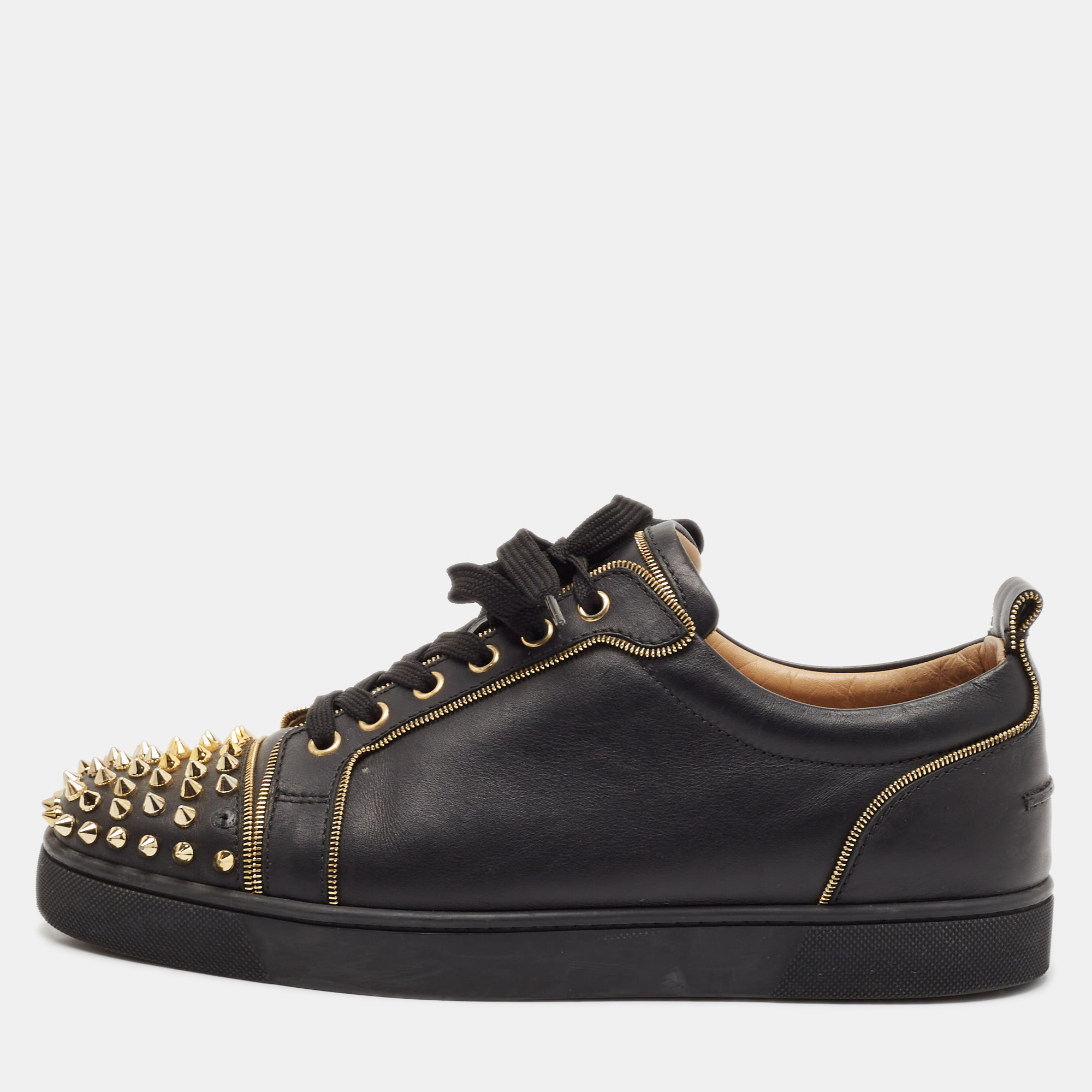 

Christian Louboutin Black Leather Rush Spike Lace Up Sneakers Size