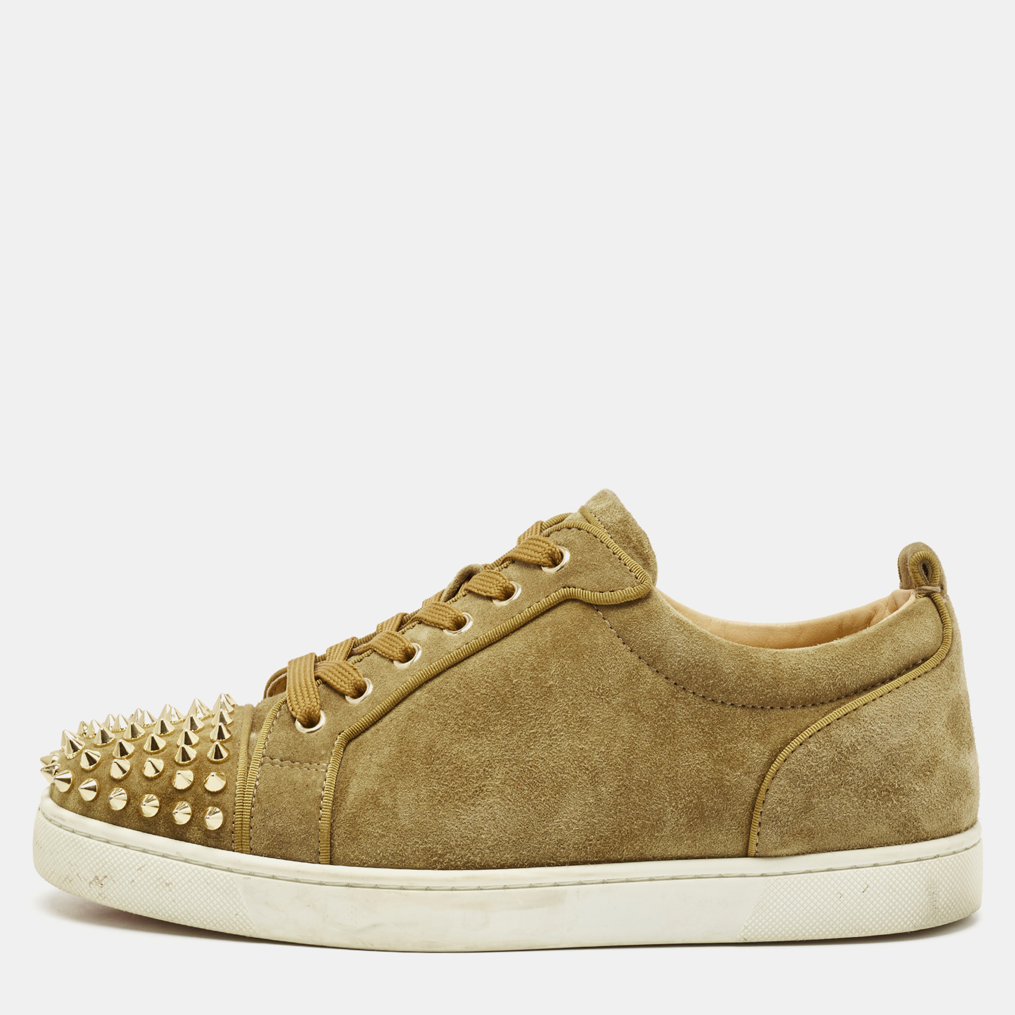 

Christian Louboutin Green Suede Louis Junior Spikes Low Top Sneakers Size