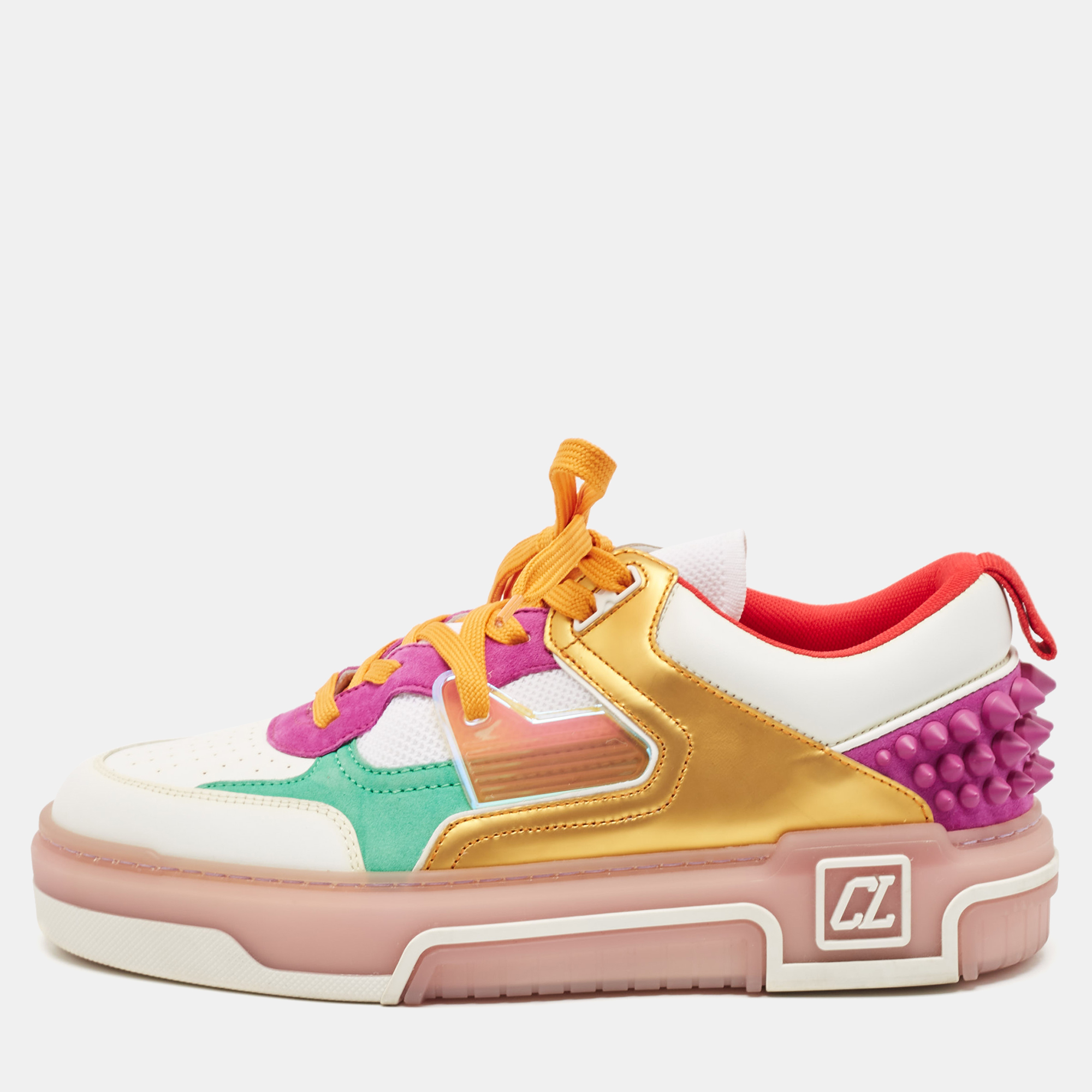 

Christian Louboutin Multicolor Leather and Suede Astroloubi Low Top Sneakers Size