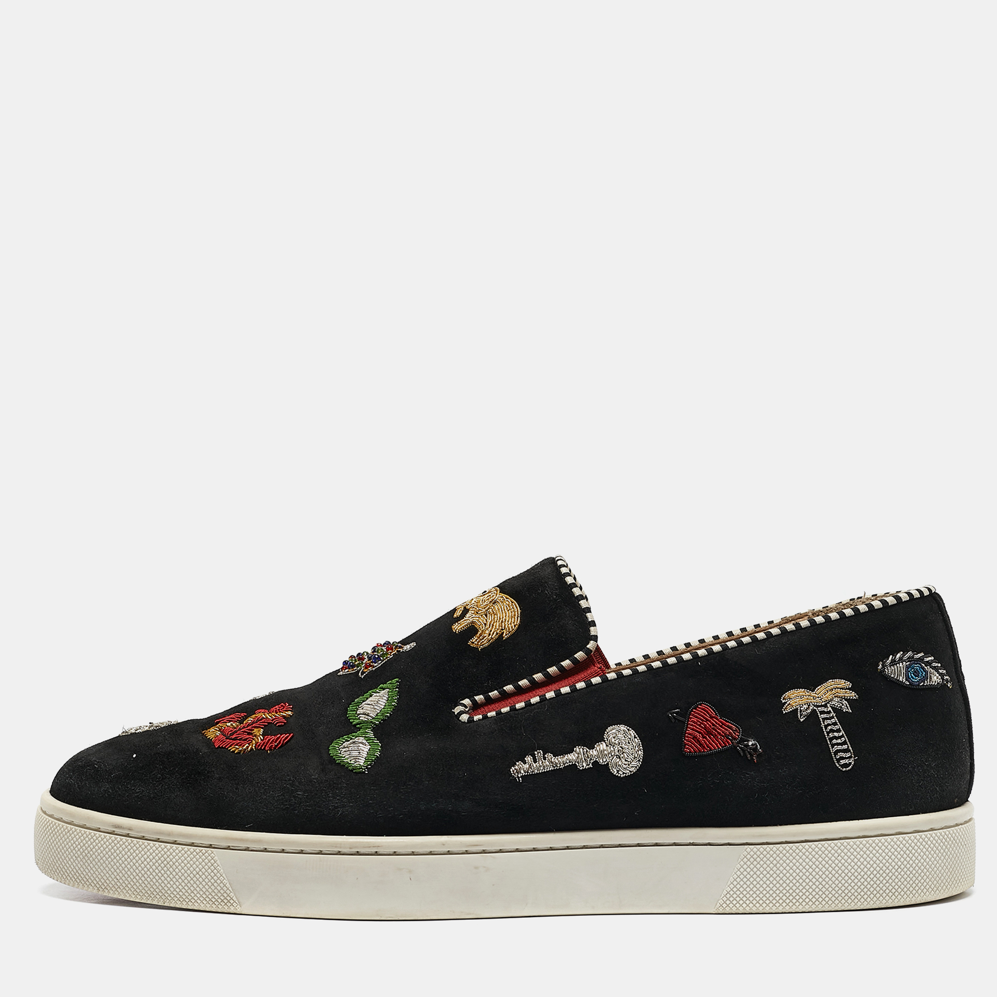 

Christian Louboutin Black Suede Pik N Luck Slip On Sneakers Size