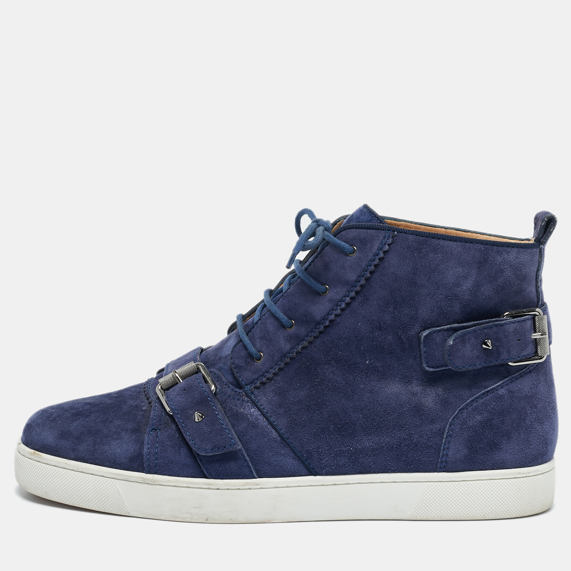 

Christian Louboutin Dark Blue Suede Nono Strap Sneakers Size