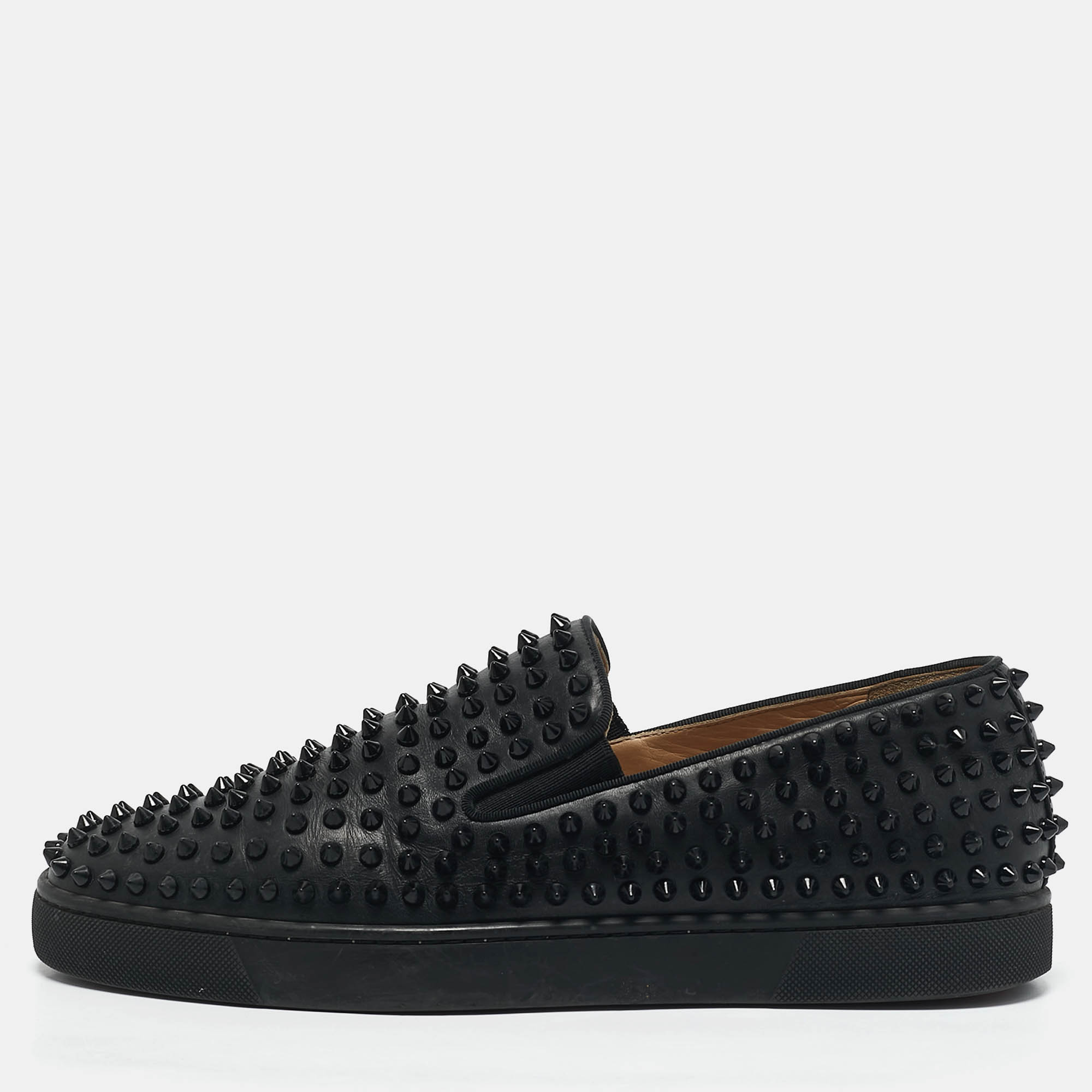 

Christian Louboutin Black Leather Roller Boat Loafers Size