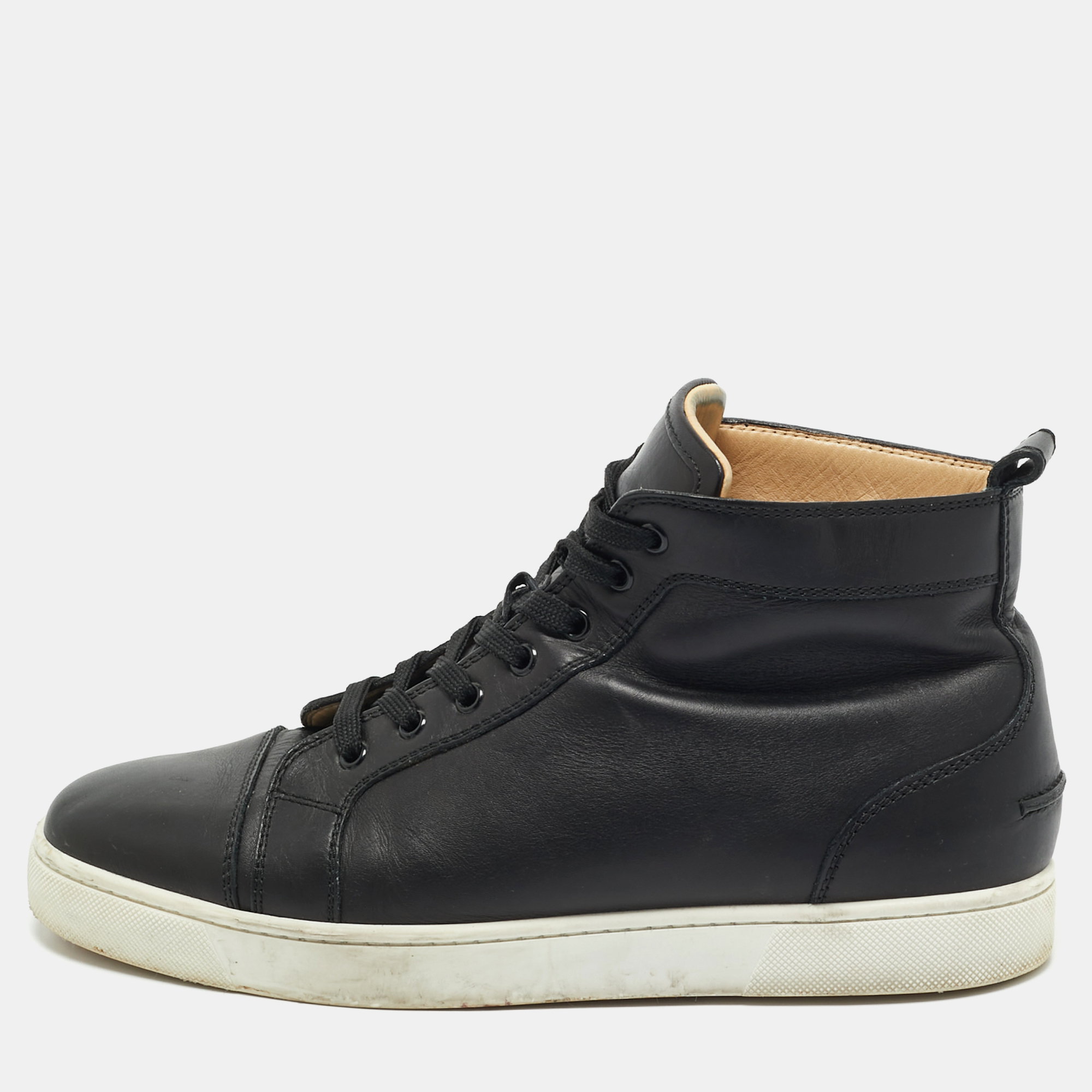 

Christian Louboutin Black Leather Louis High Top Sneakers Size