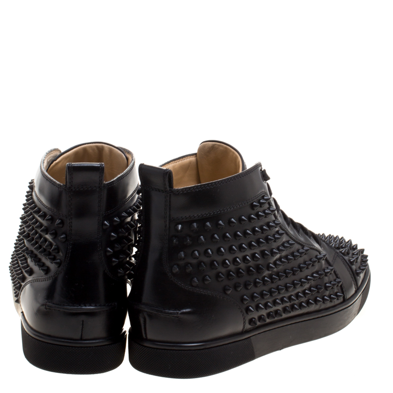 Christian Louboutin Black Lou Spikes High-Top Sneakers – BlackSkinny