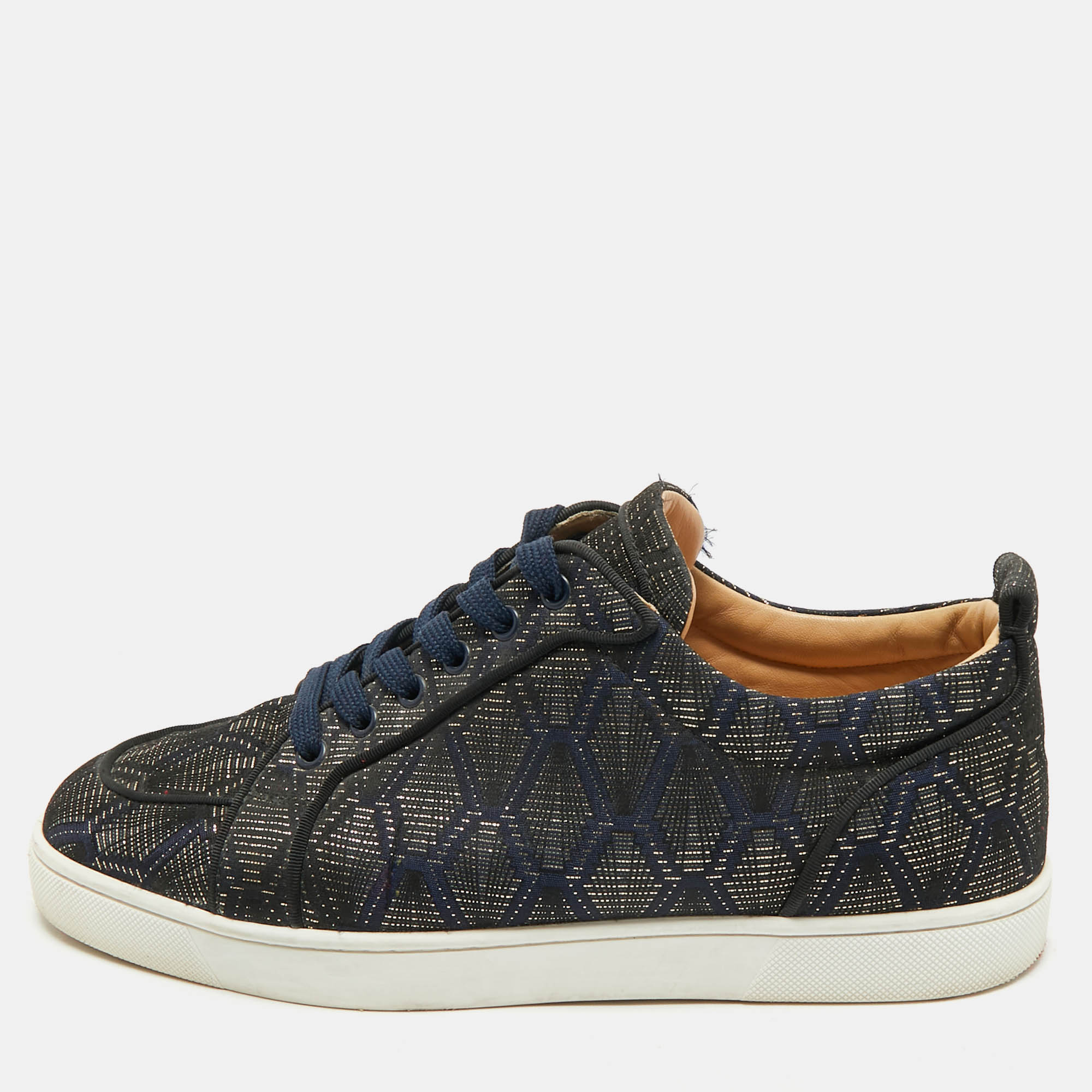 

Christian Louboutin Navy Blue/Gold Fabric Rantulow Sneakers Size