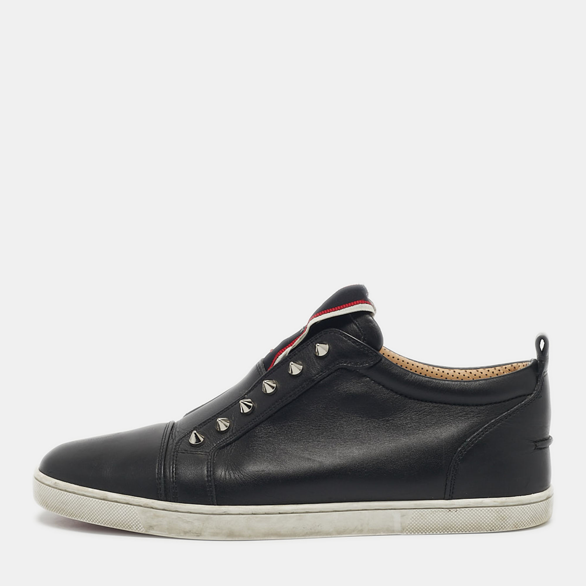 

Christian Louboutin Black Leather F.A.V Slip-On Sneakers Size