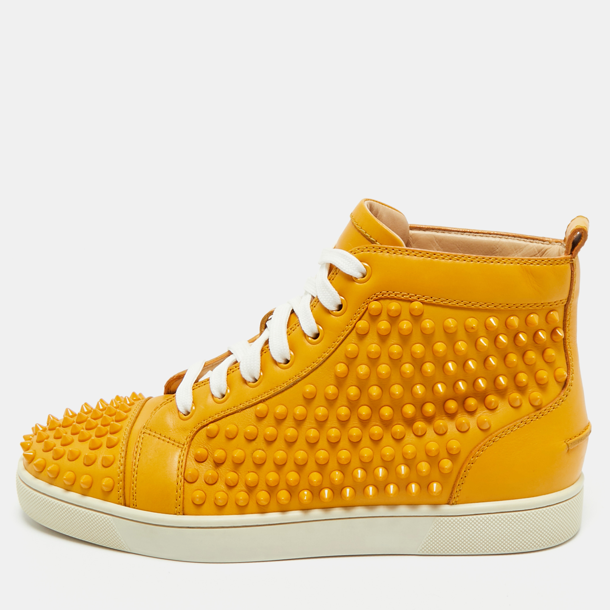 

Christian Louboutin Yellow Leather Louis Spikes Lace Up Sneakers Size