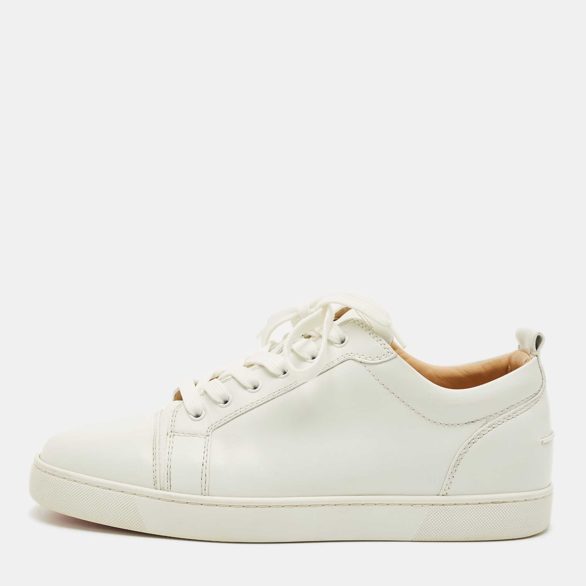 Christian Louboutin White Leather Louis Junior Sneakers Size 45