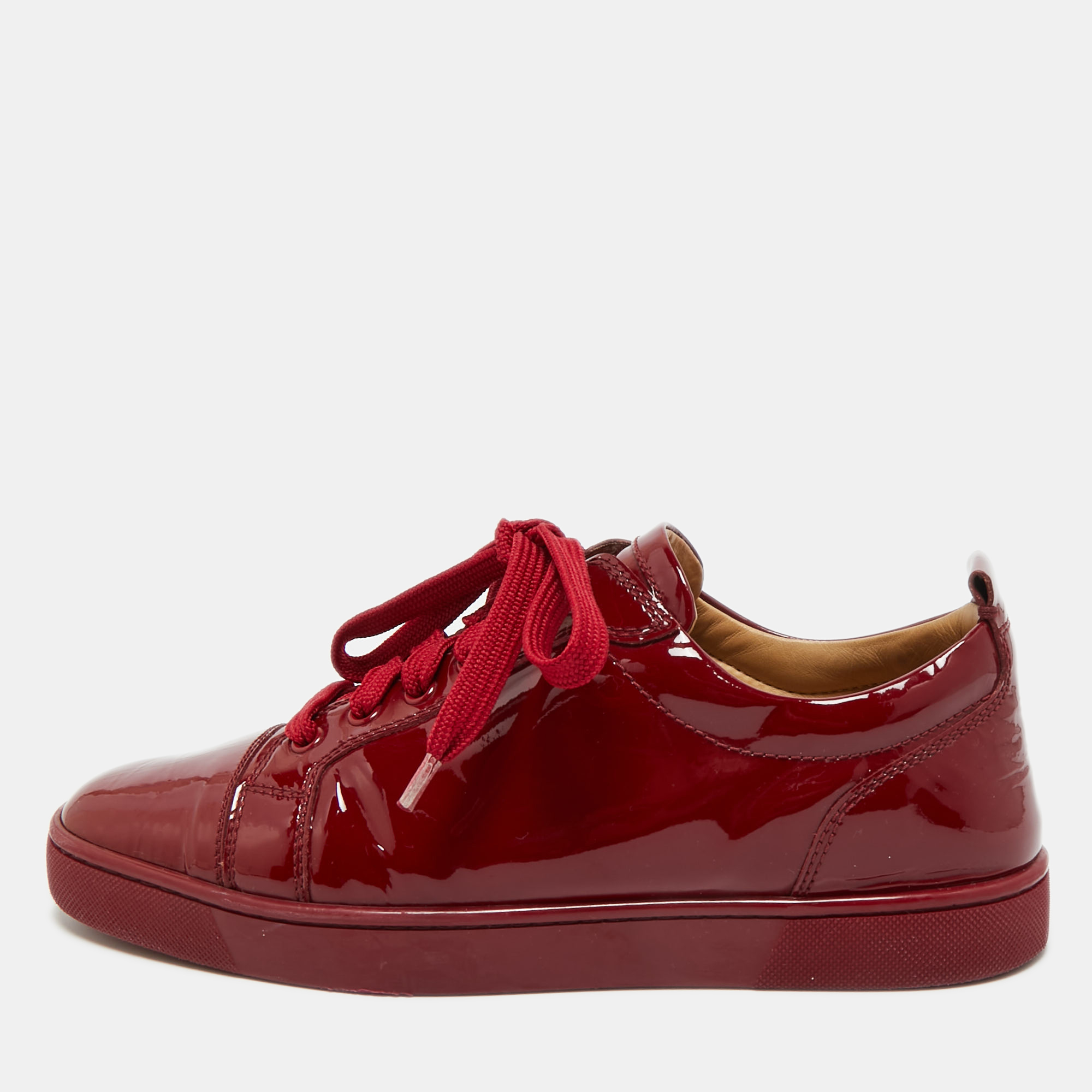 Christian Louboutin Red Patent Leather Louis Junior Sneakers Size 41