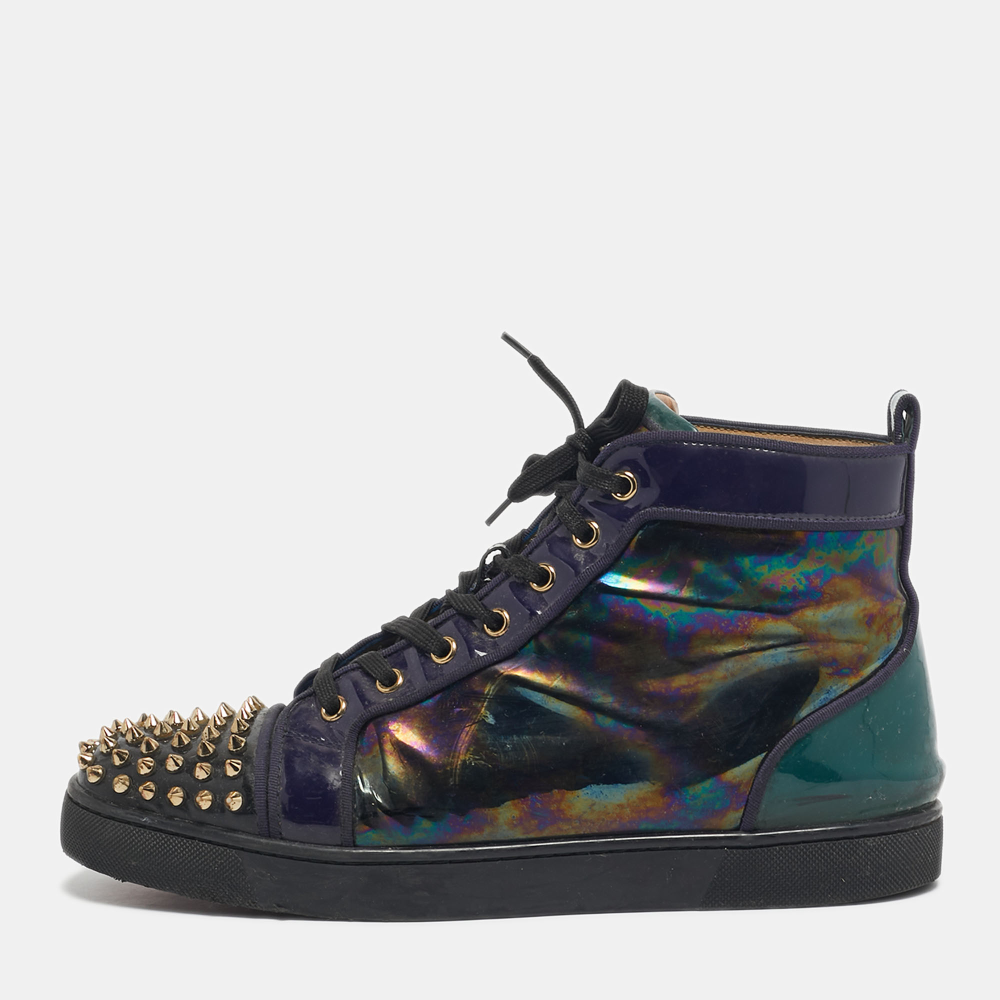 

Christian Louboutin Iridescent Patent Leather Louis Junior High Top Sneakers Size, Multicolor