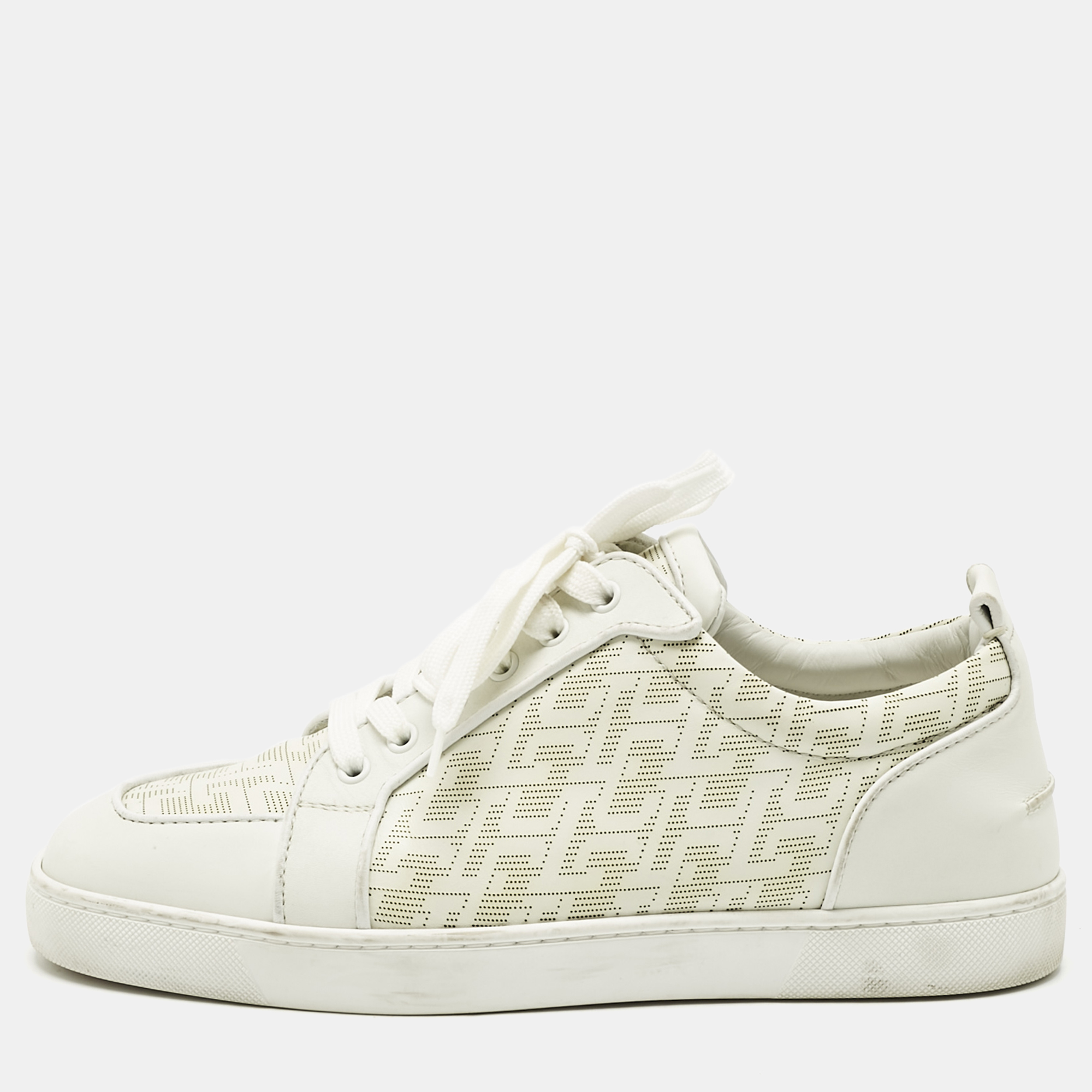 

Christian Louboutin White Leather Louis Junior Lace Up Sneakers Size