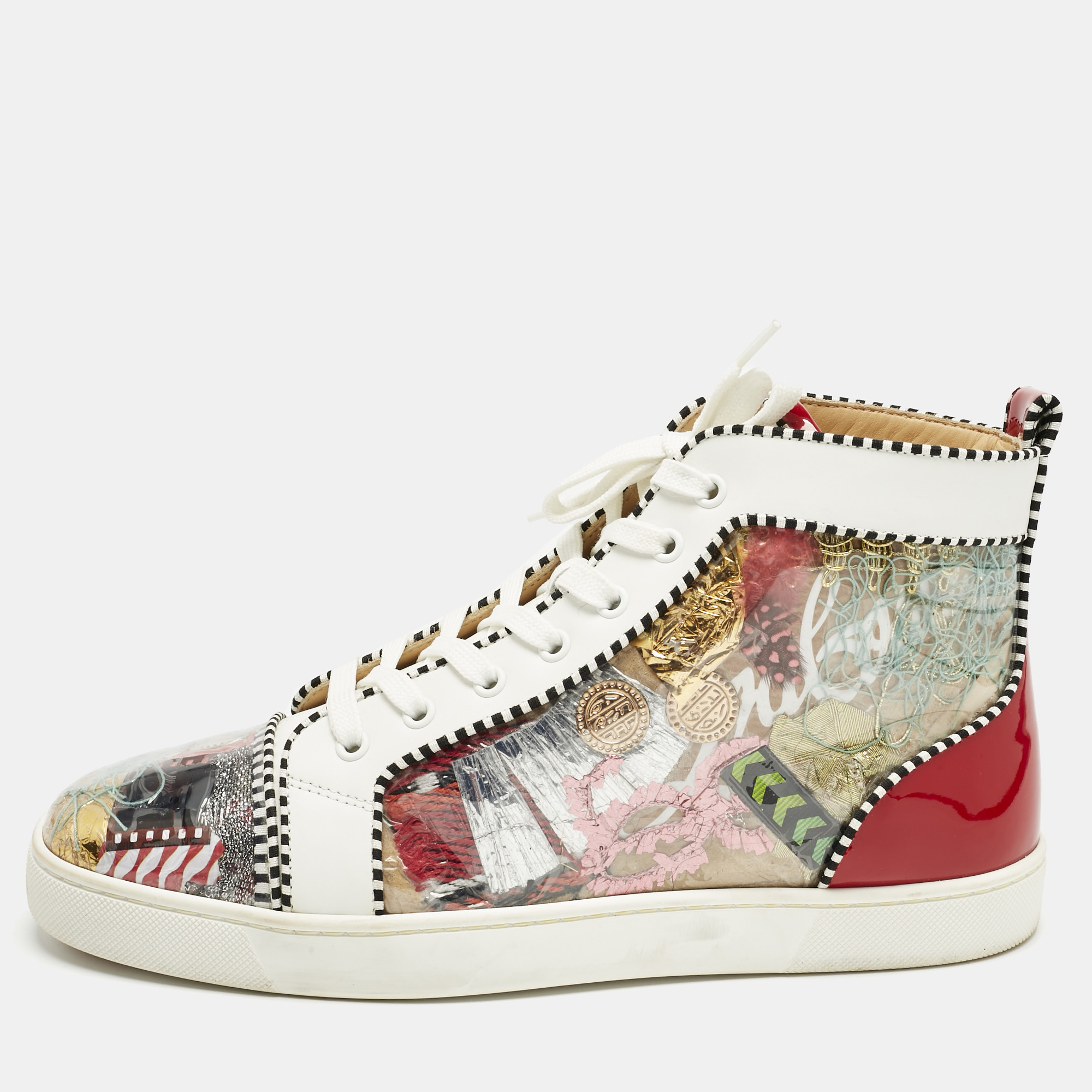 Christian Louboutin Multicolor Leather and Patent Leather Lou Pik Pik Orlato High Top Sneakers Size 42.5