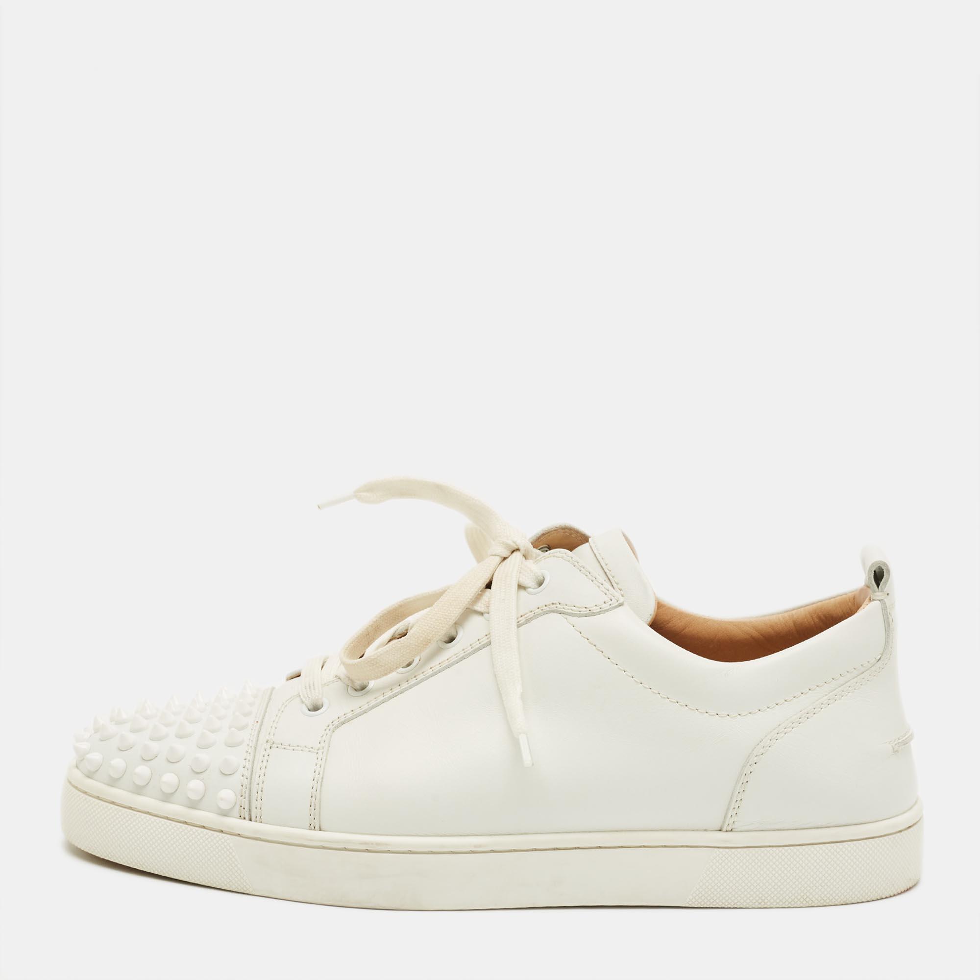 

Christian Louboutin White Leather Louis Junior Spikes Sneakers Size