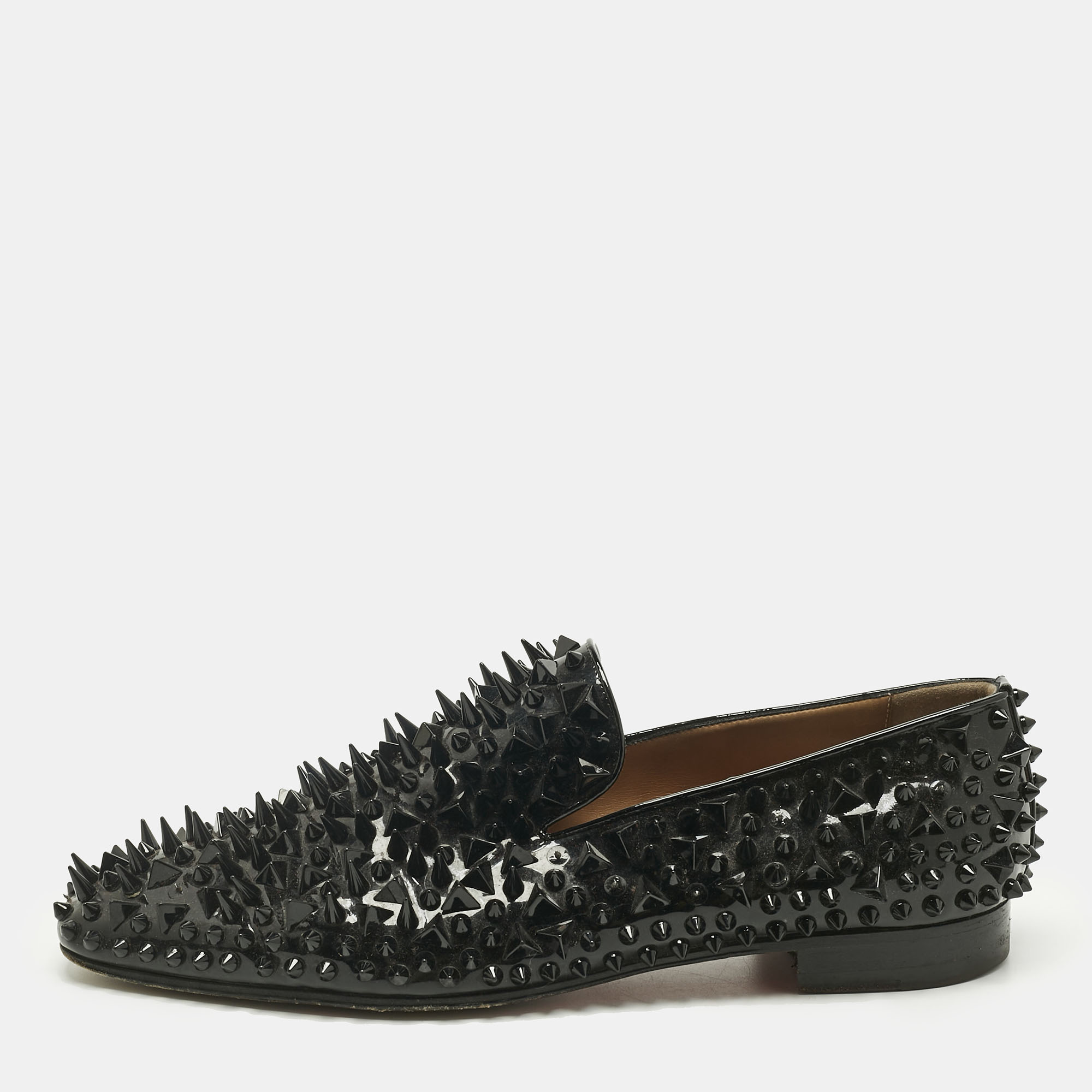 

Christian Louboutin Black Patent Leather Spike Loafers Size