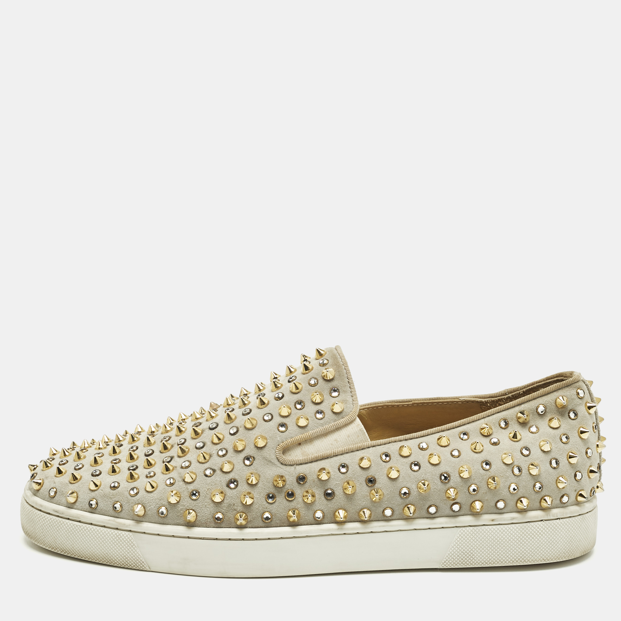 

Christian Louboutin Grey Suede Roller Boat Slip On Sneakers Size