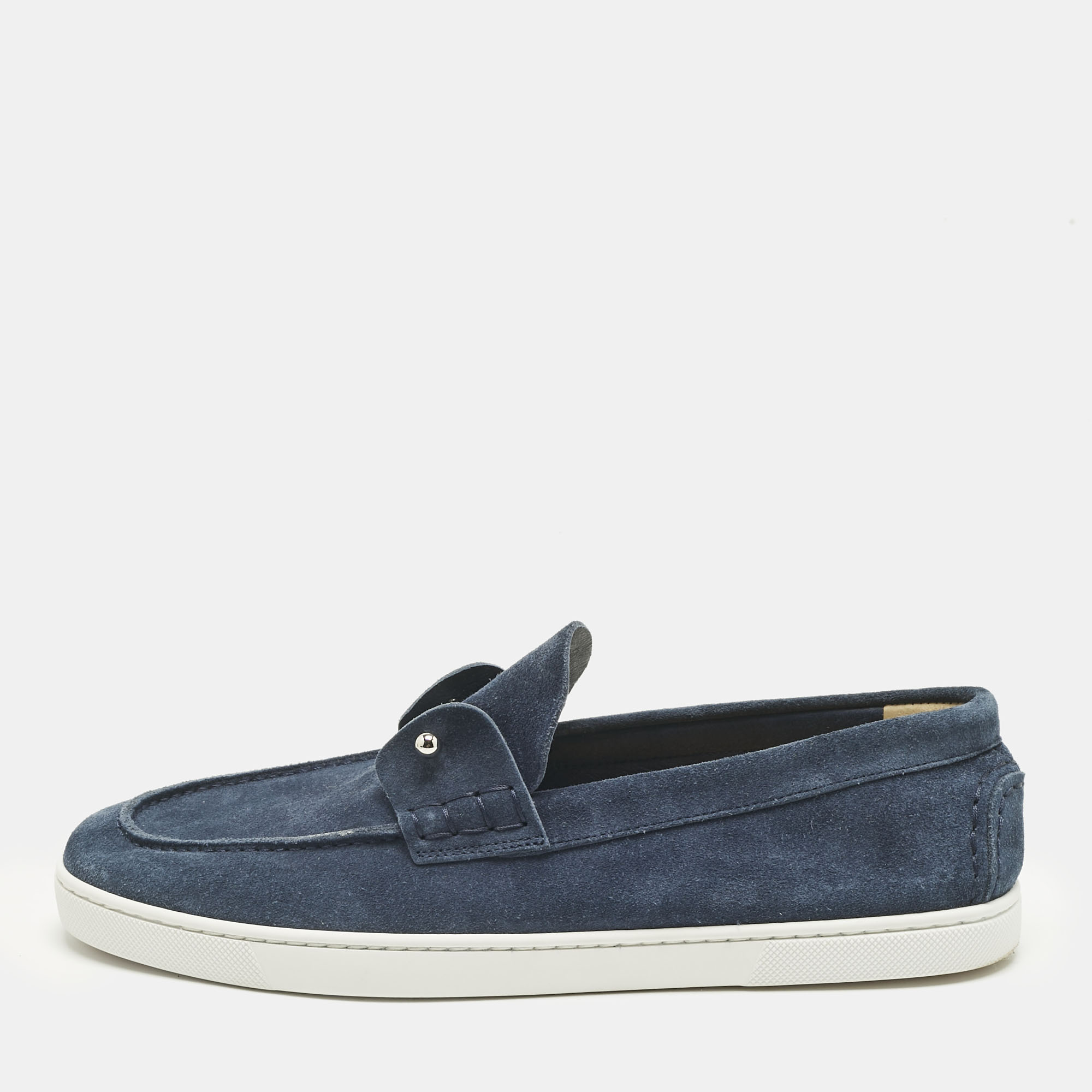 

Christian Louboutin Blue Suede Chambeliboat Slip On Sneakers Size 41.5