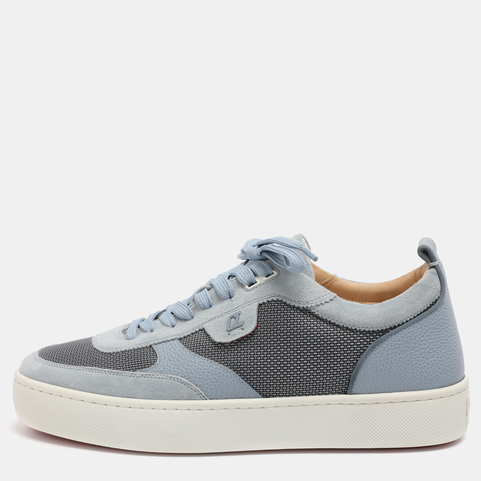 

Christian Louboutin Happy Rui Size 45 Powder Blue Leather and Nylon Low Top Sneakers