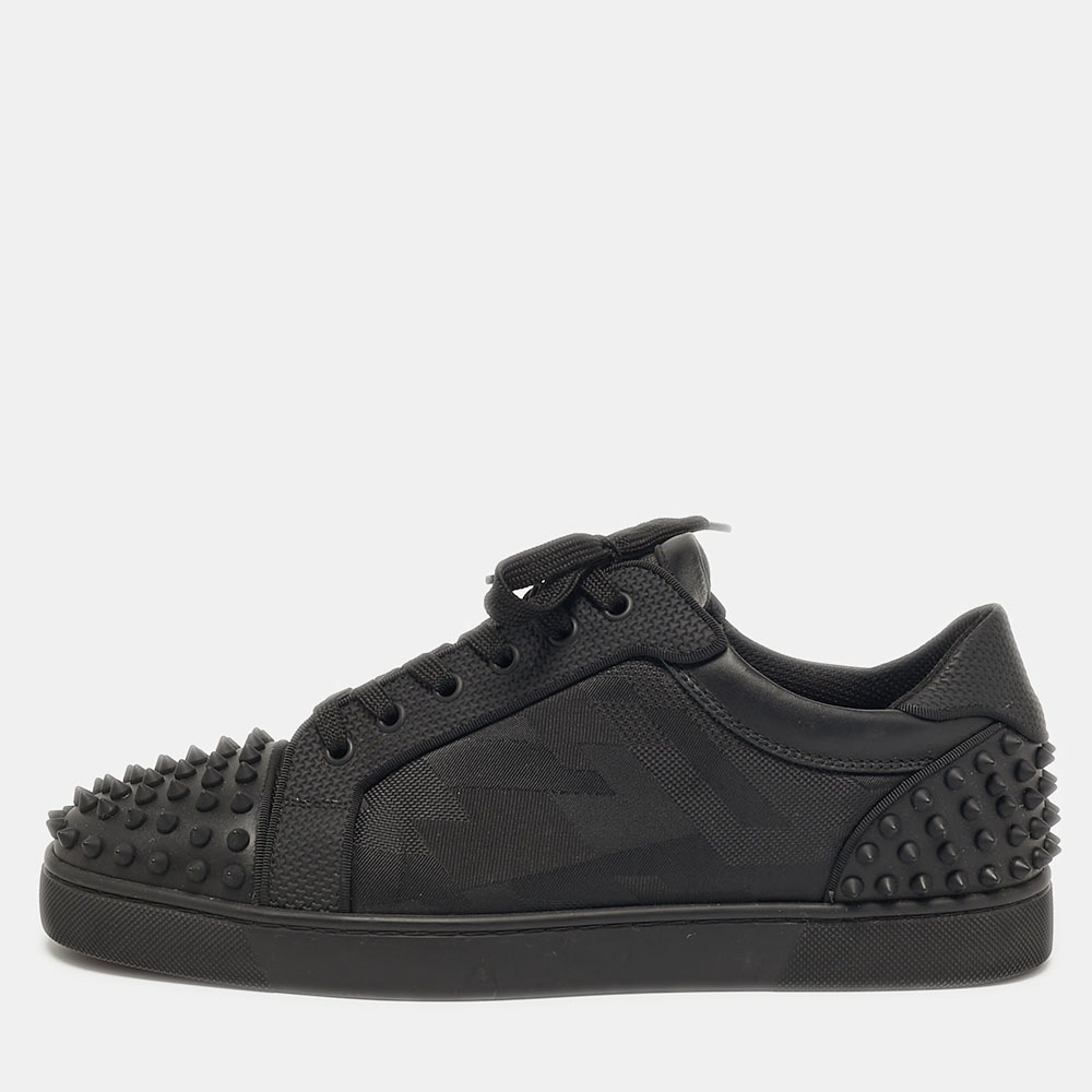 

Christian Louboutin Seavaste 2 Size  Black Canvas and Leather Lace Up Sneakers