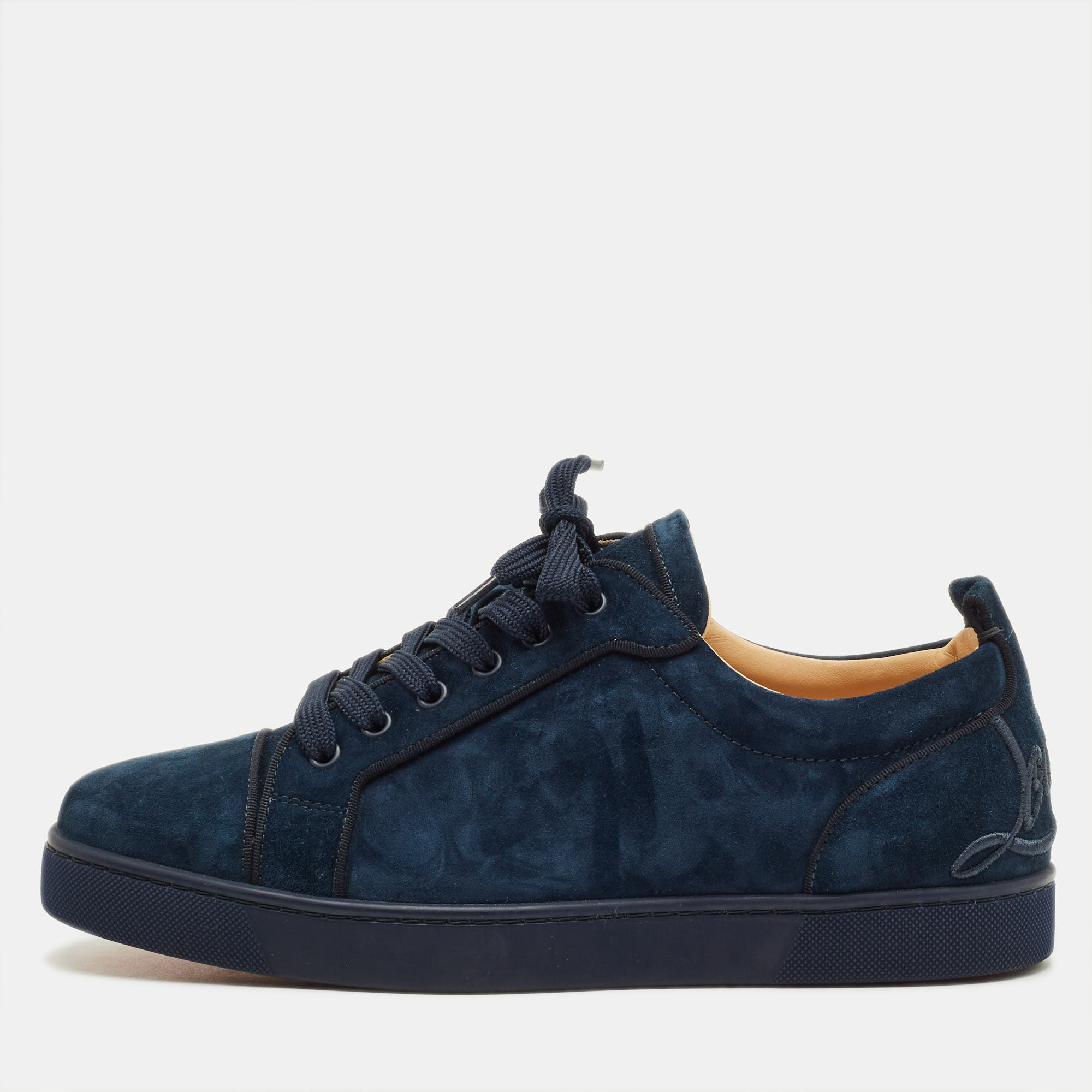 

Christian Louboutin Fun Louis Junior Size  Navy Blue Suede Low Top Sneakers