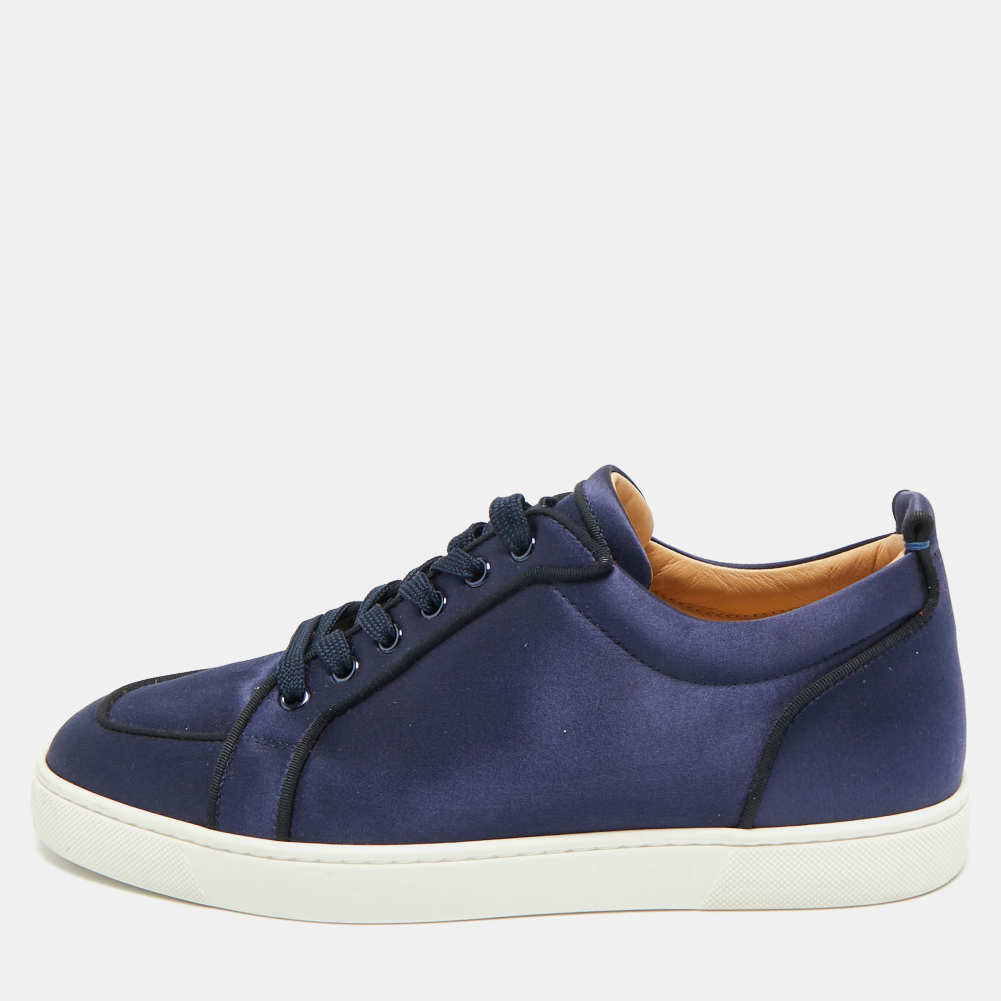 

Christian Louboutin Rantulow Size  Navy Blue Satin Low Top Sneakers