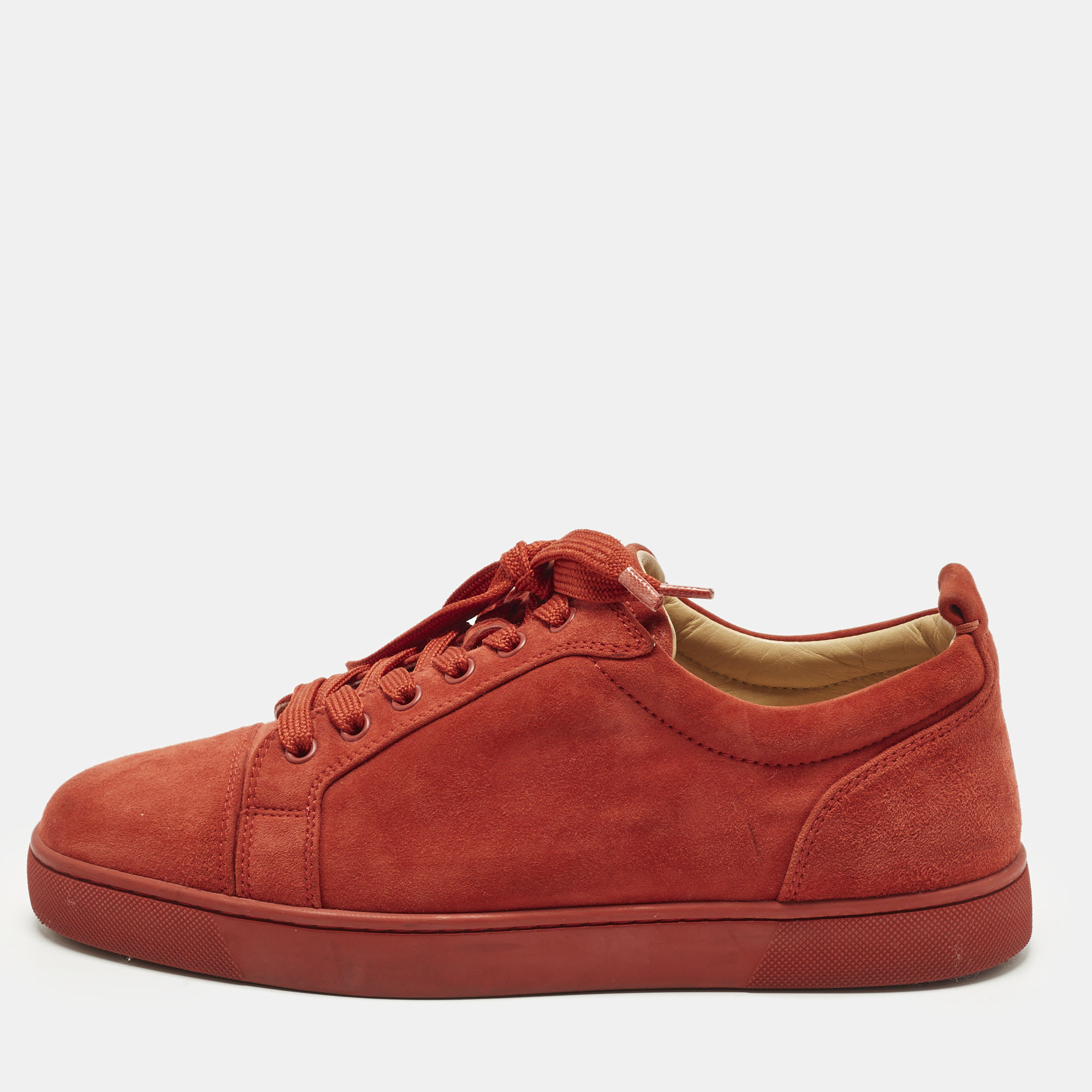 

Christian Louboutin Louis Junior Size  Red Suede Lace Up Sneakers